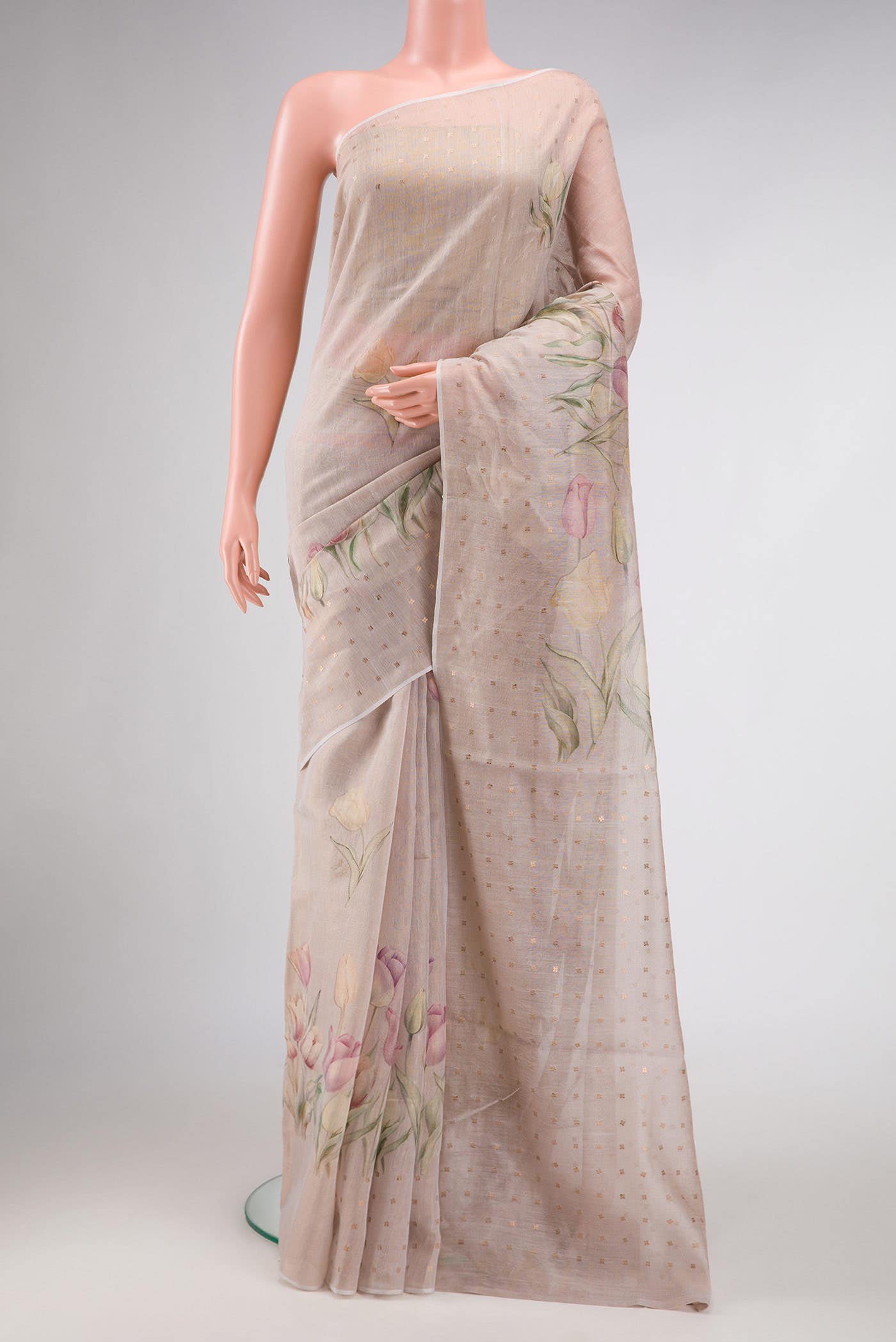 Rose Gold Tussar Silk Saree