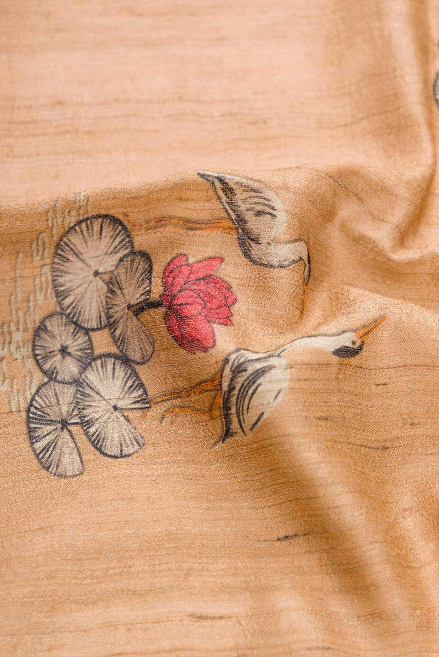 Golden Peach Tussar Silk Saree