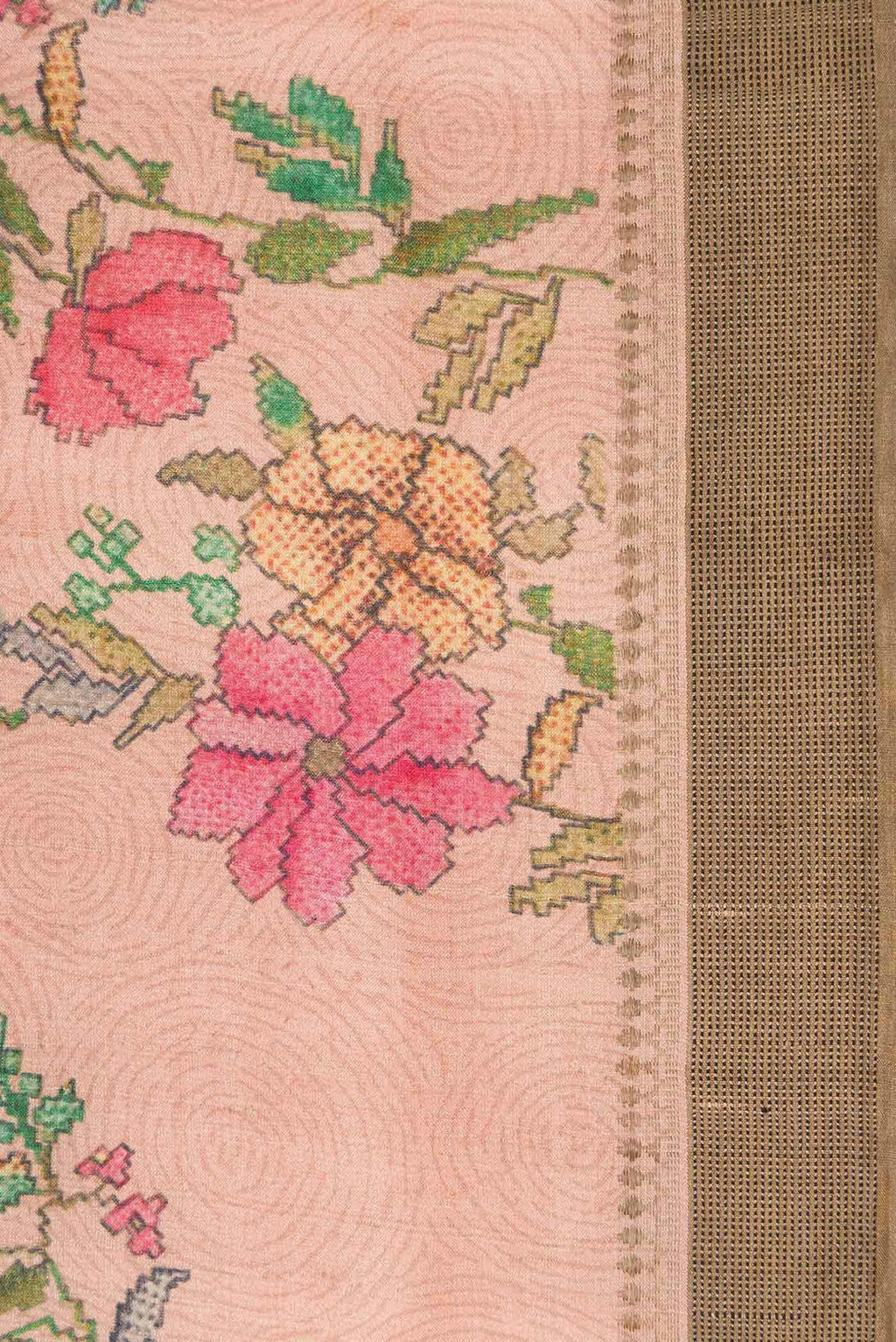Rose Gold Tussar Silk Saree