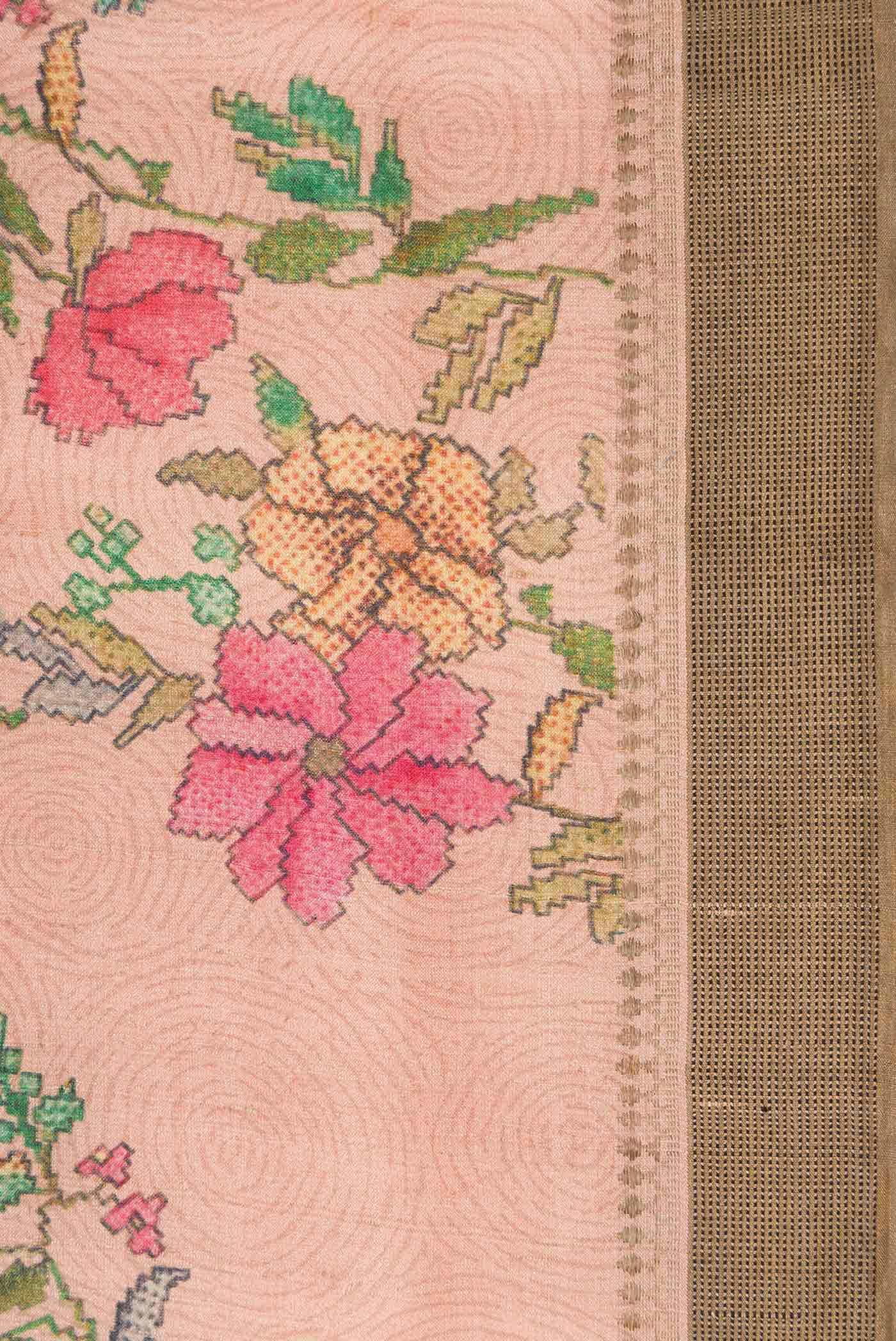 Rose Gold Tussar Silk Saree