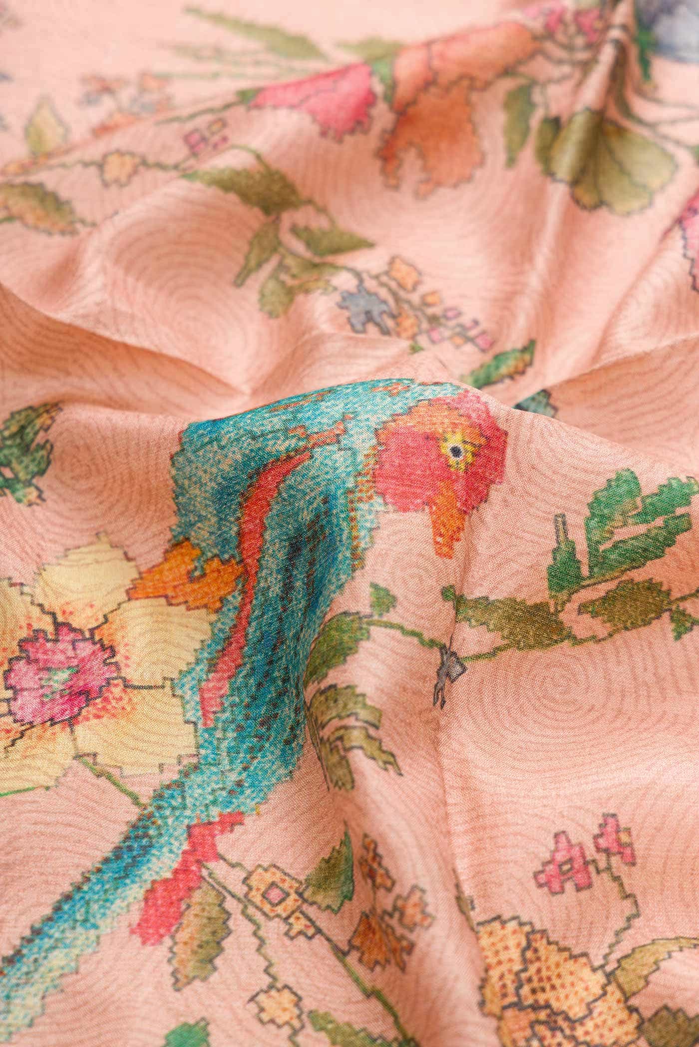 Rose Gold Tussar Silk Saree
