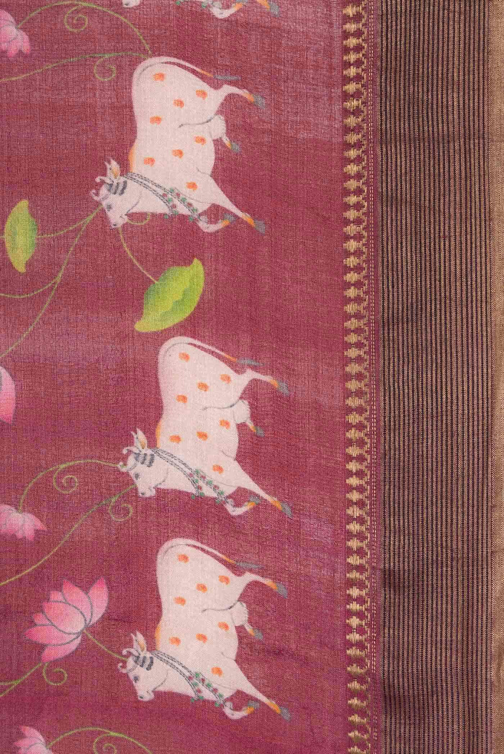 Dark Mauve Tussar Silk Saree