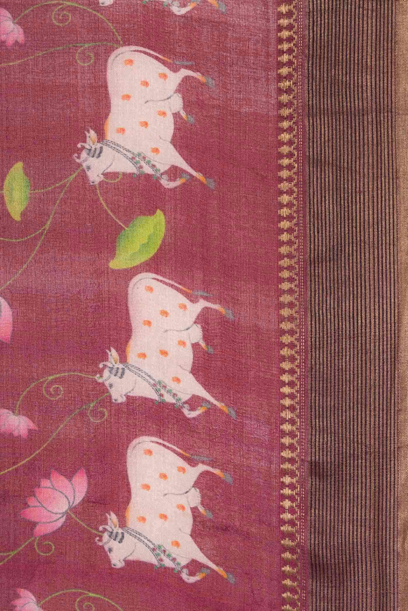 Dark Mauve Tussar Silk Saree