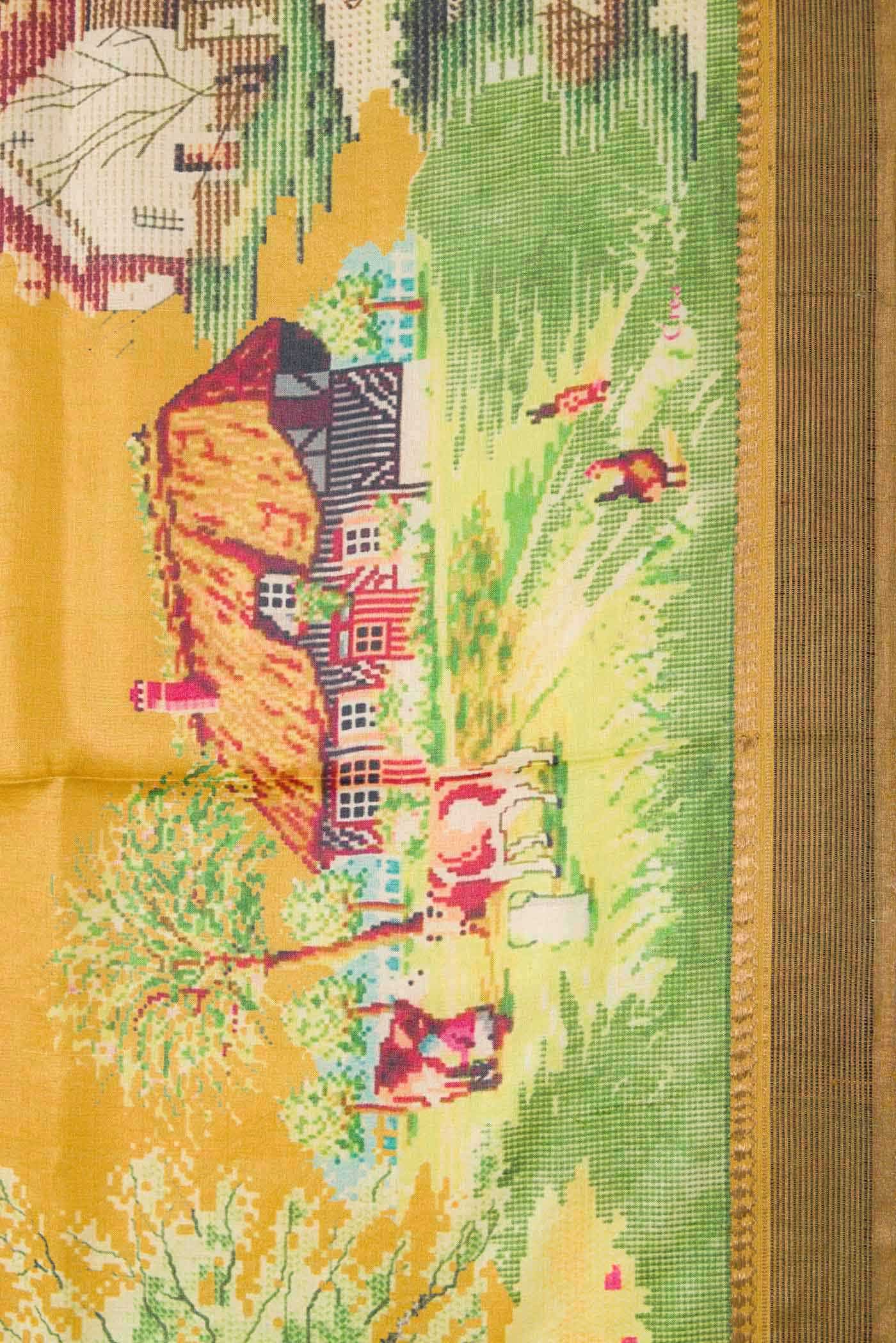 Mustard Tussar Silk Saree