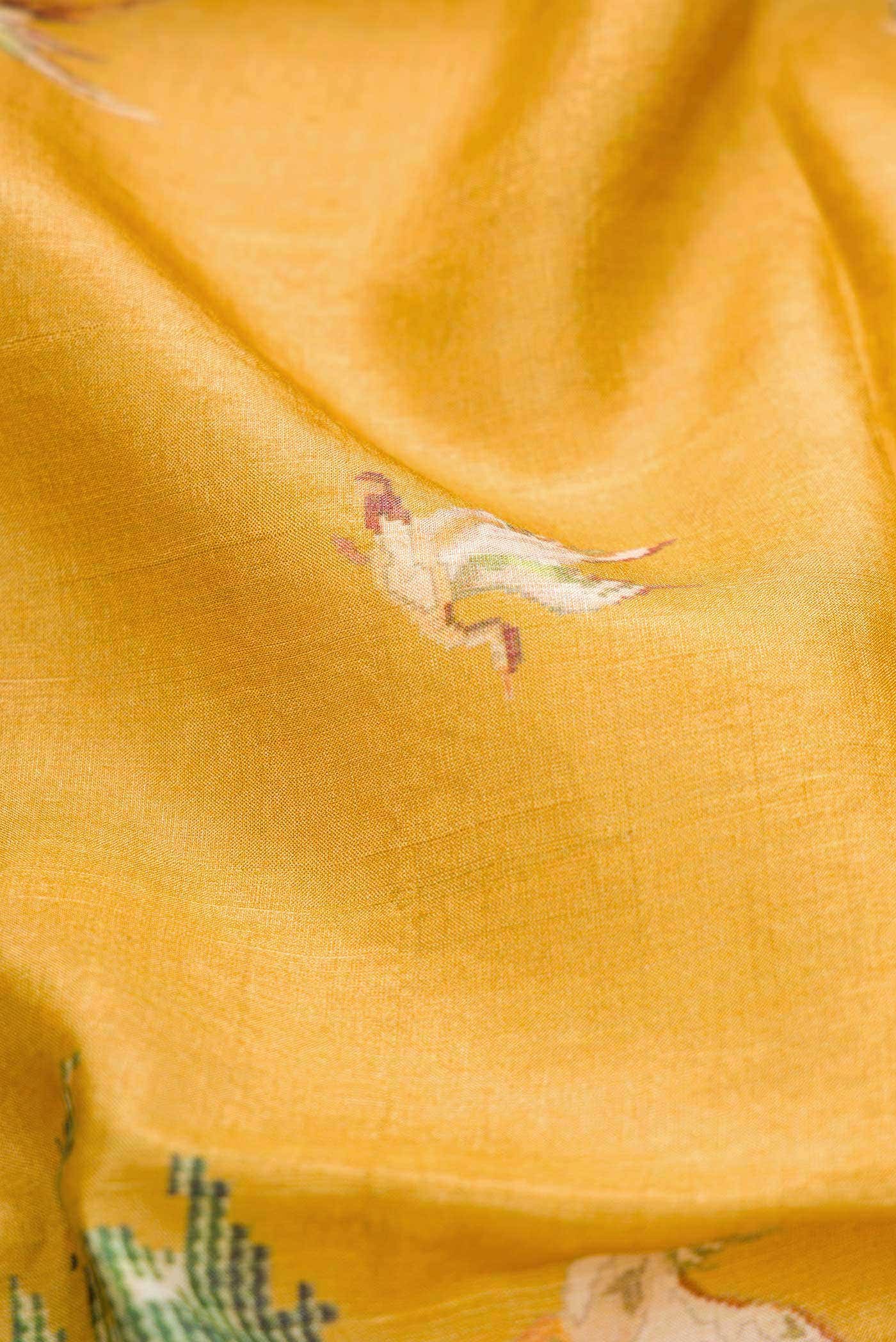 Mustard Tussar Silk Saree