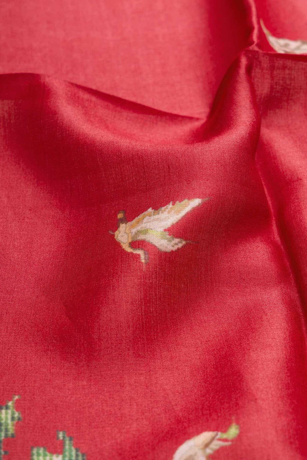 Red Tussar Silk Saree