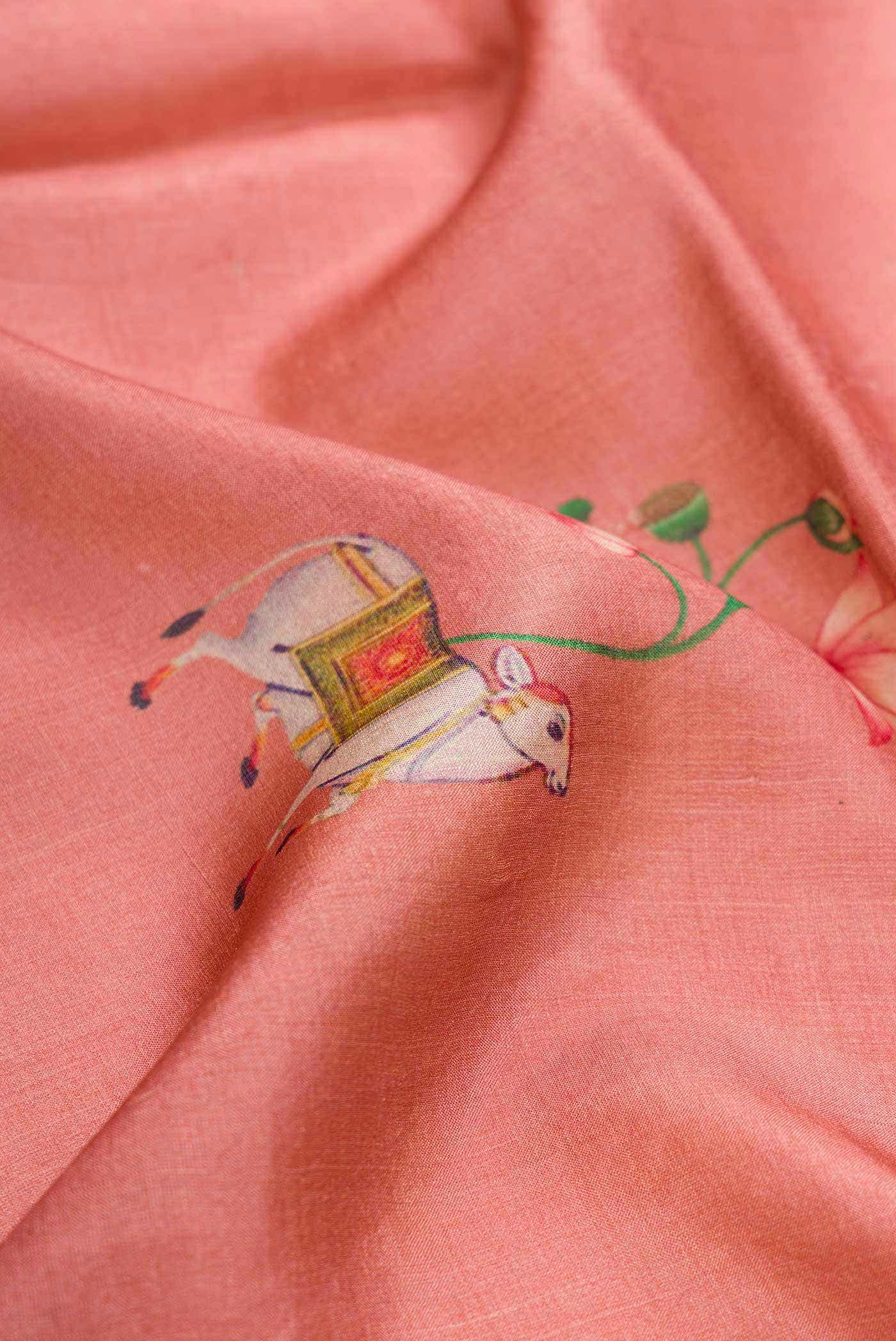 Pink Tussar Silk Saree