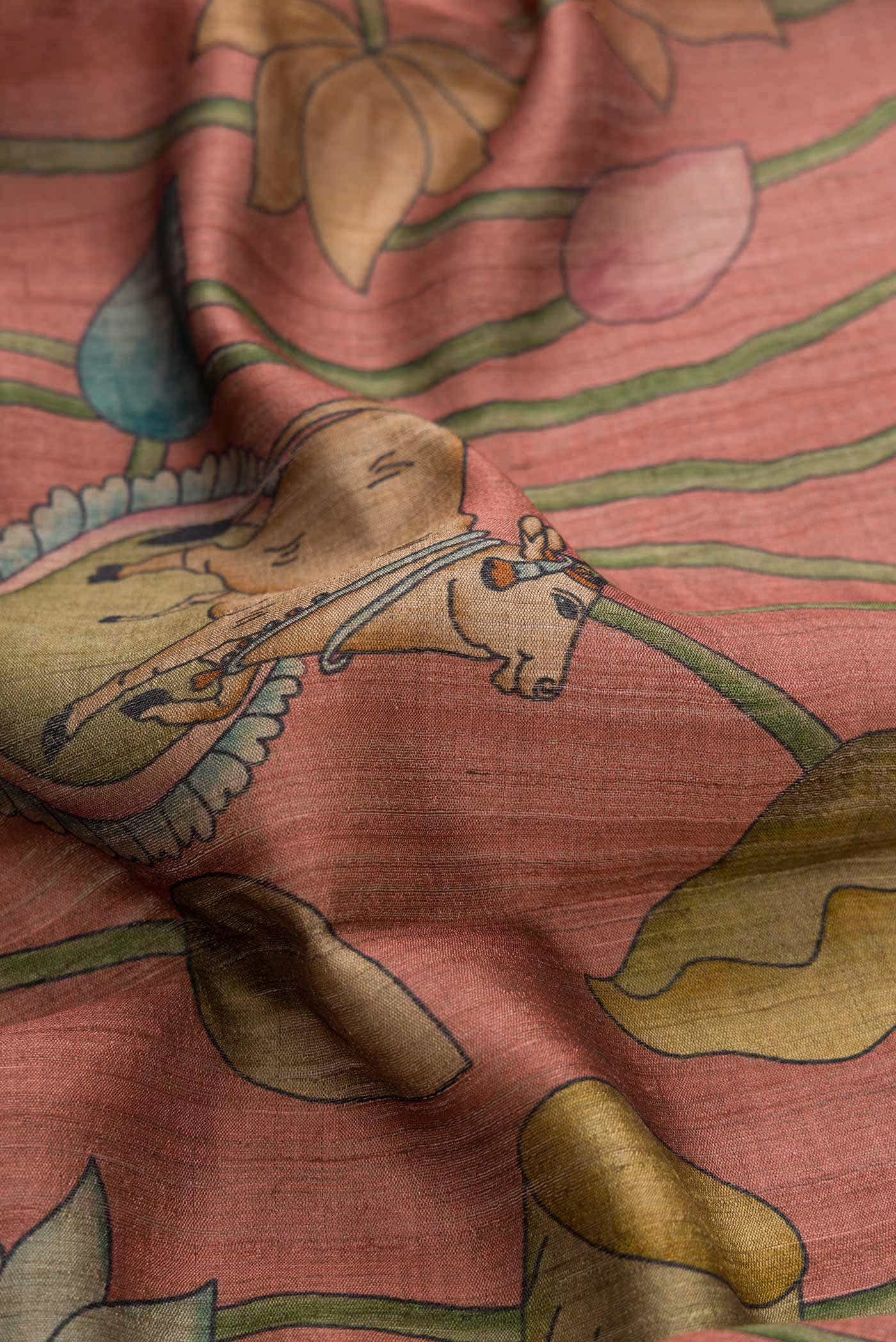 Dark Mauve Tussar Silk Saree