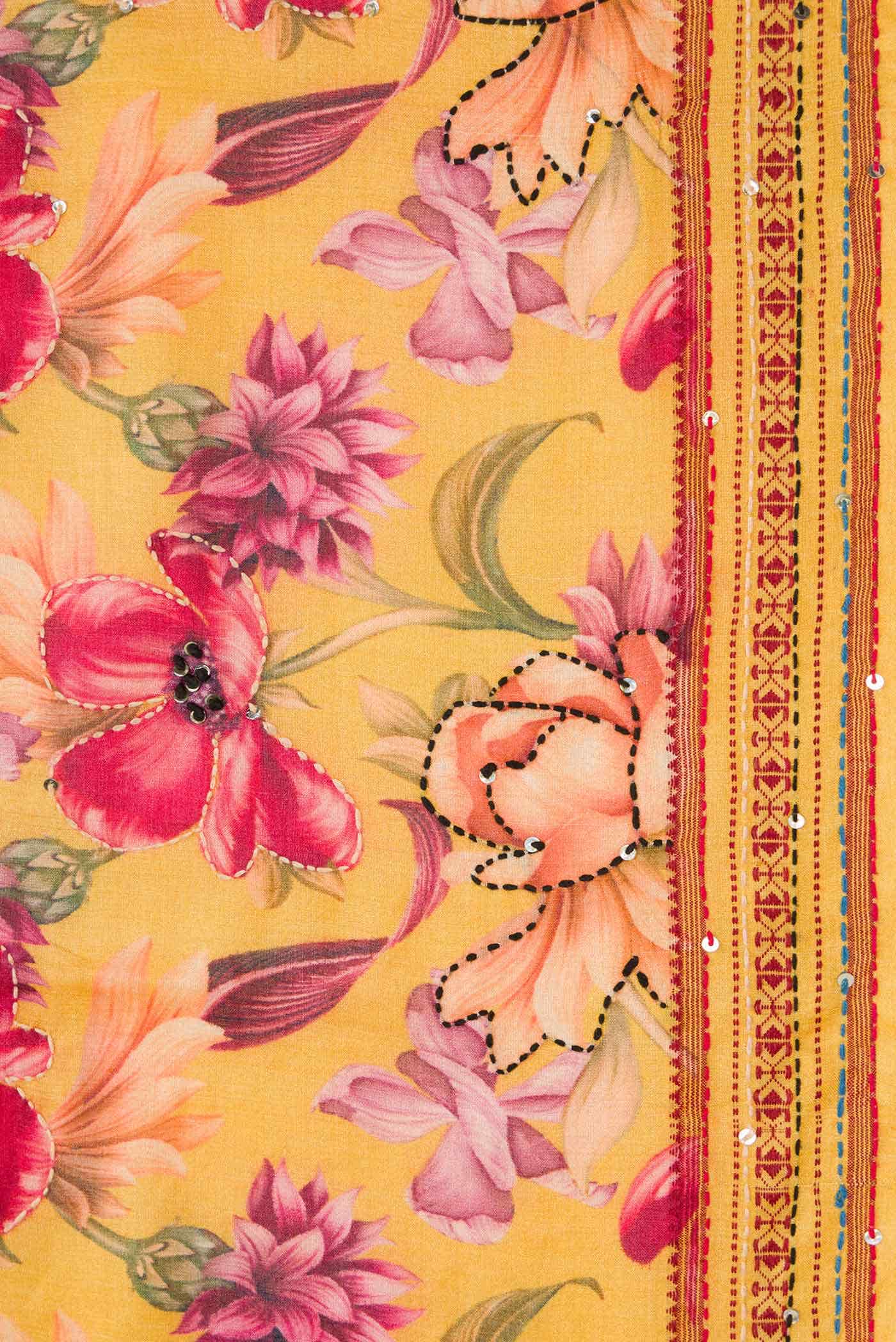Mustard Tussar Silk Saree