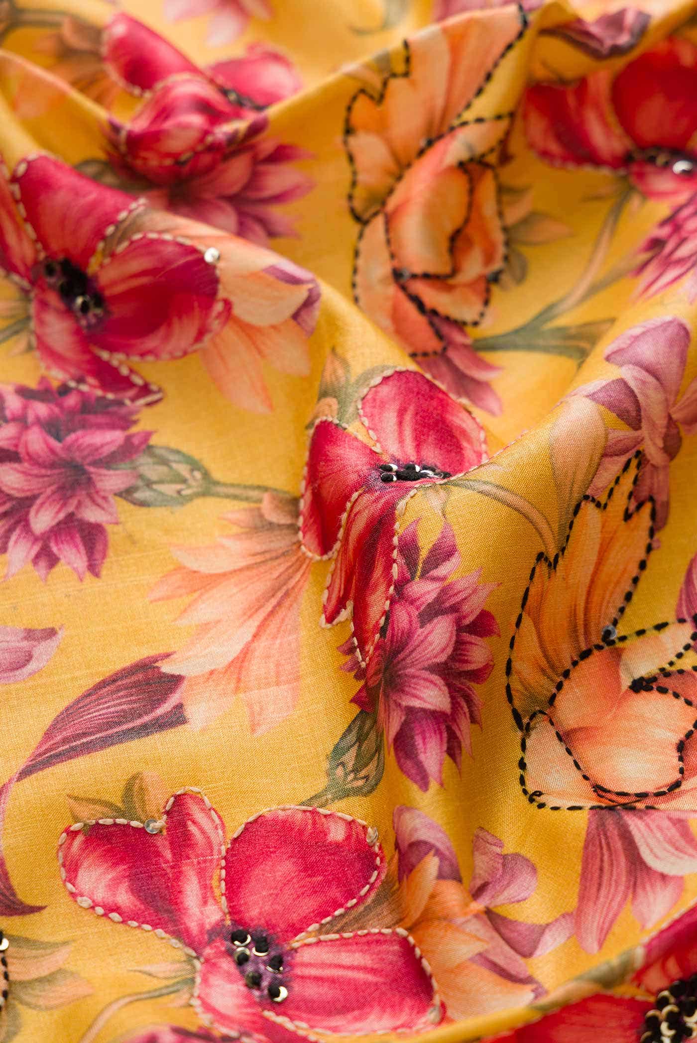 Mustard Tussar Silk Saree