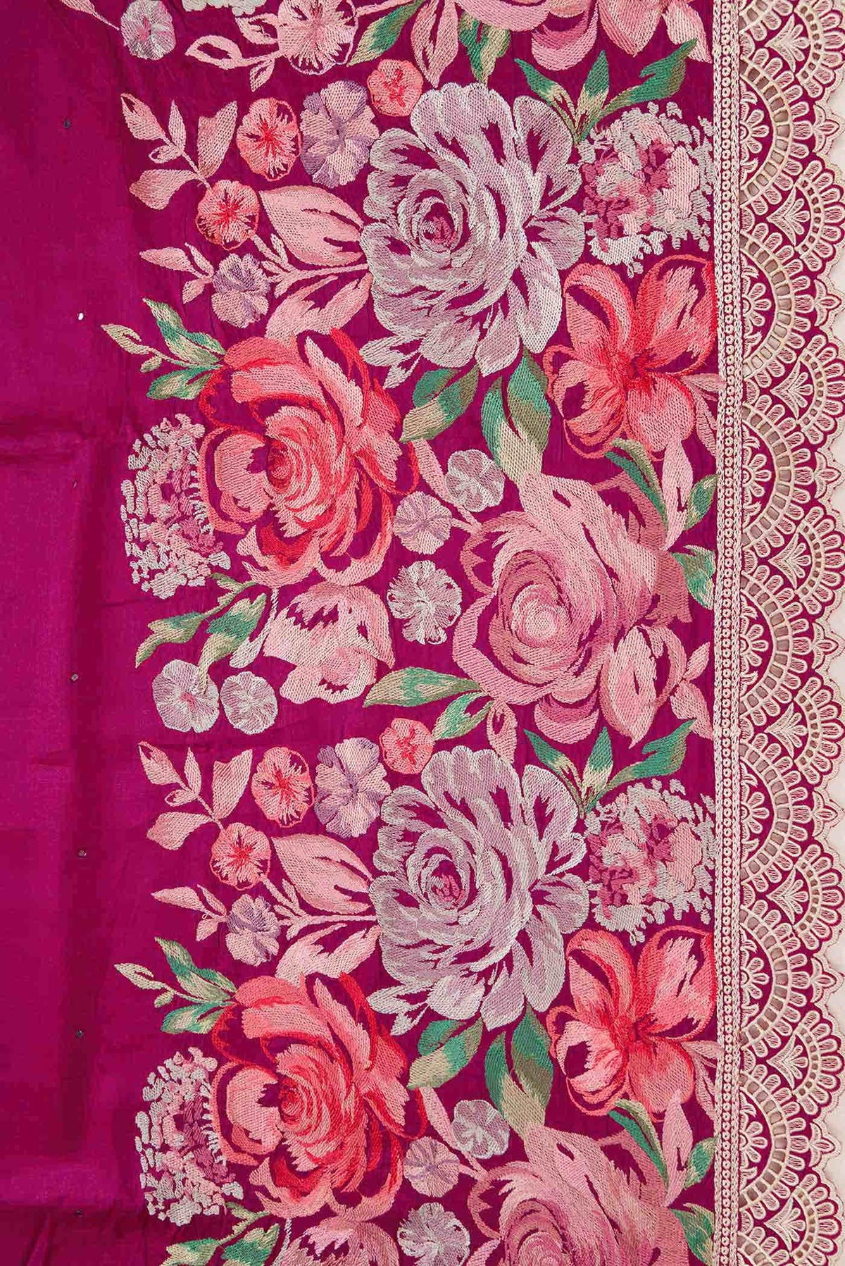 Magenta Tussar Silk Saree