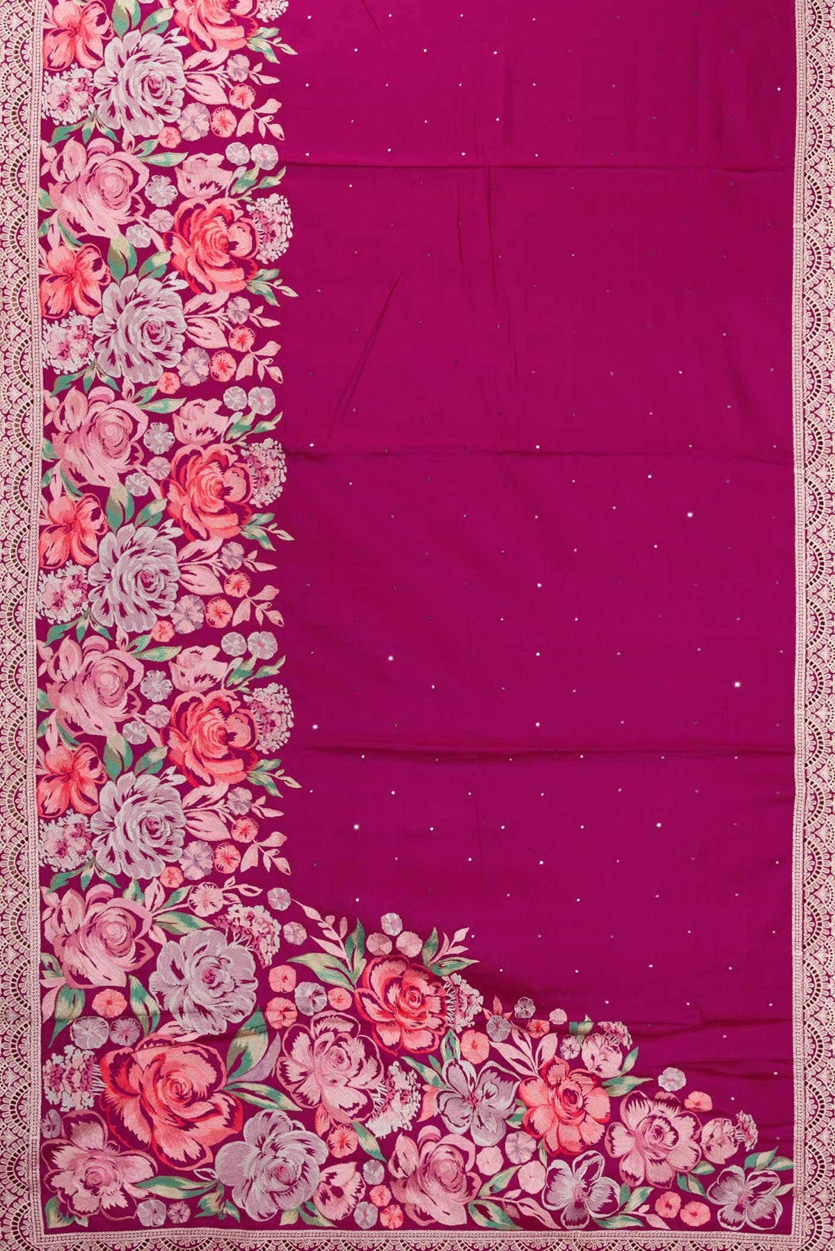 Magenta Tussar Silk Saree