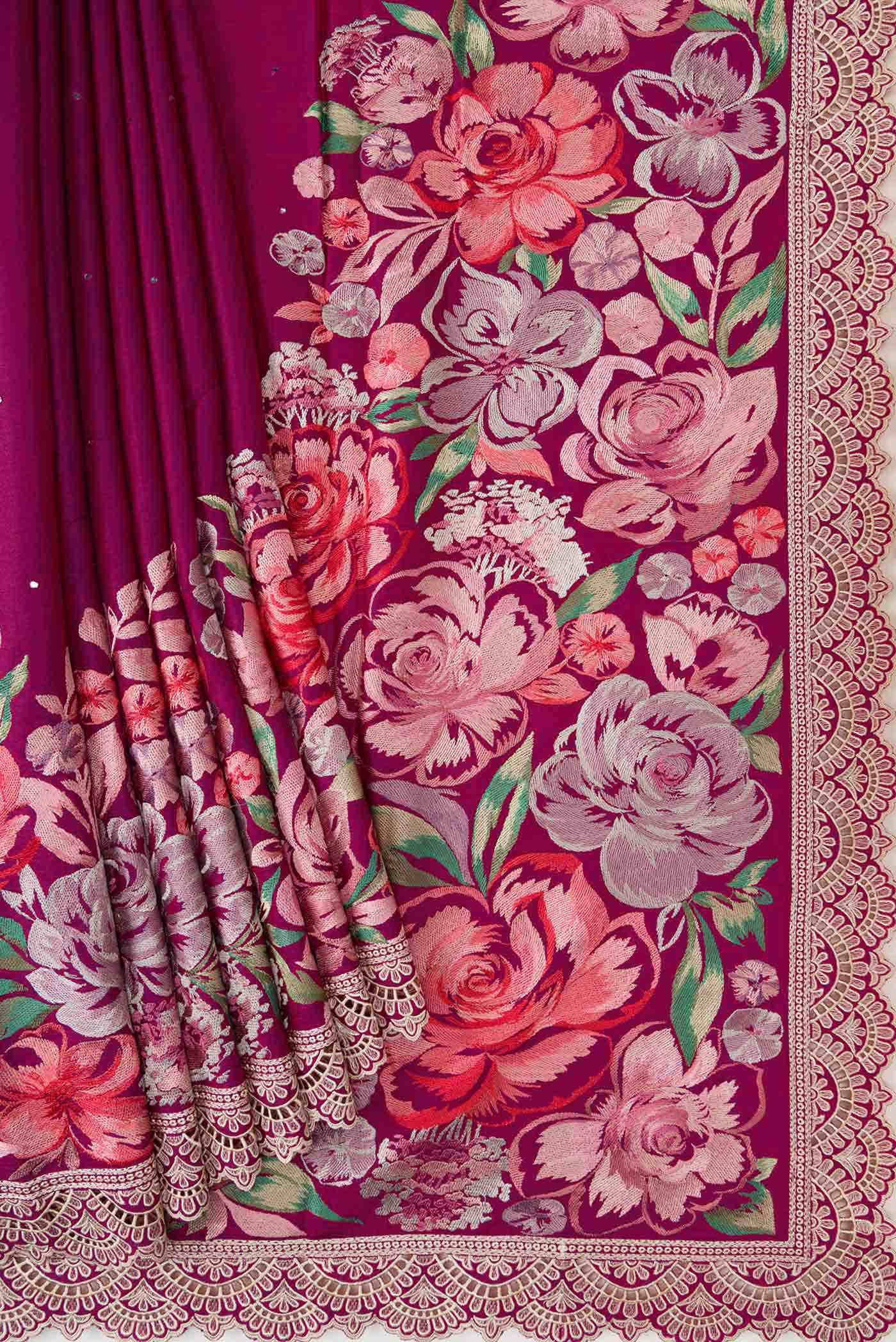 Purple Tussar Silk Saree
