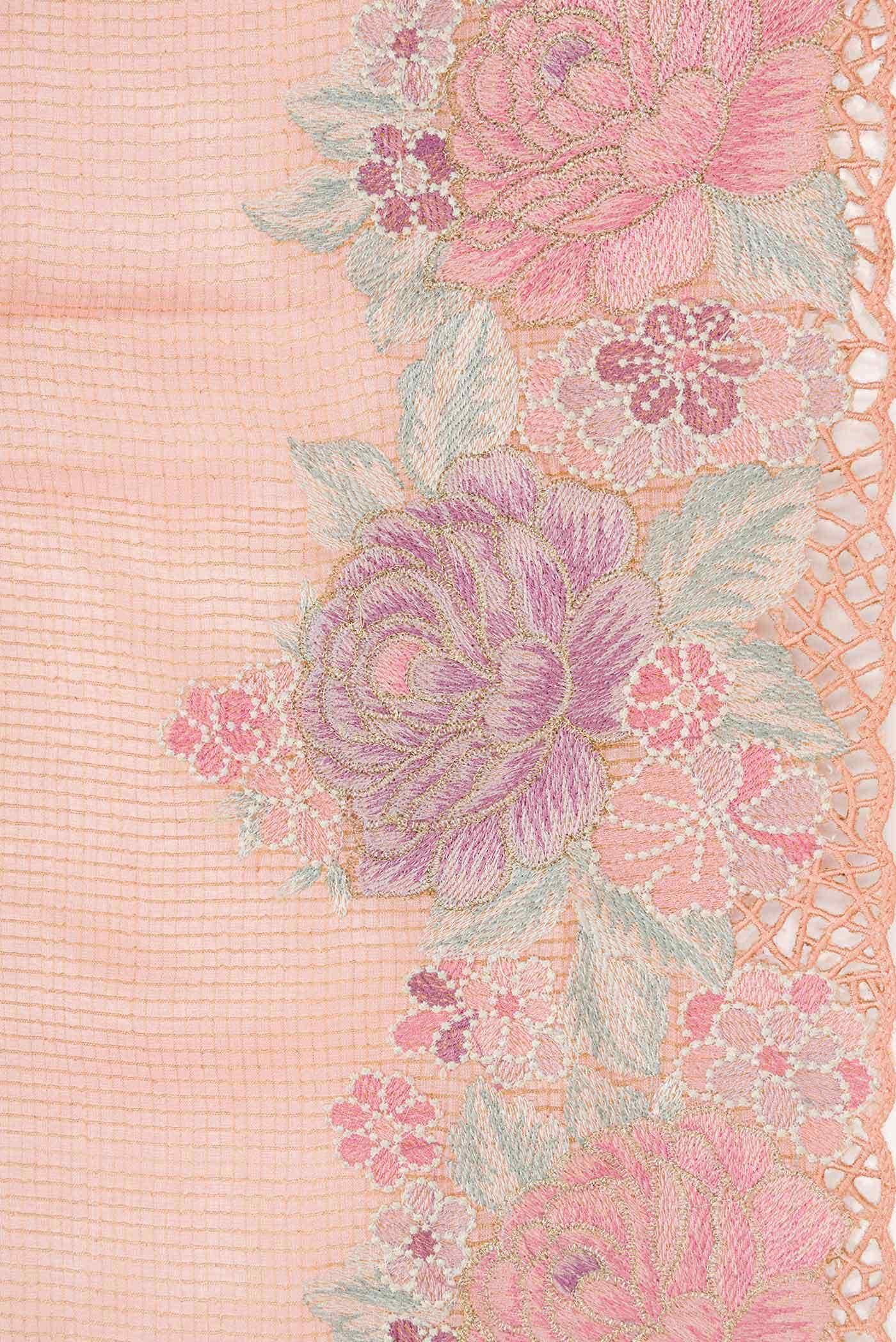 Peach Tussar Silk Saree