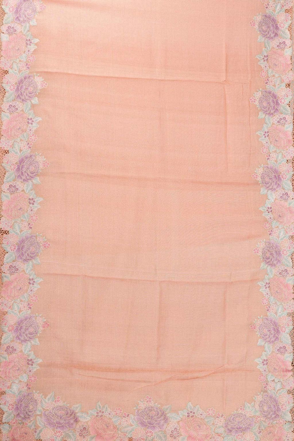 Peach Tussar Silk Saree