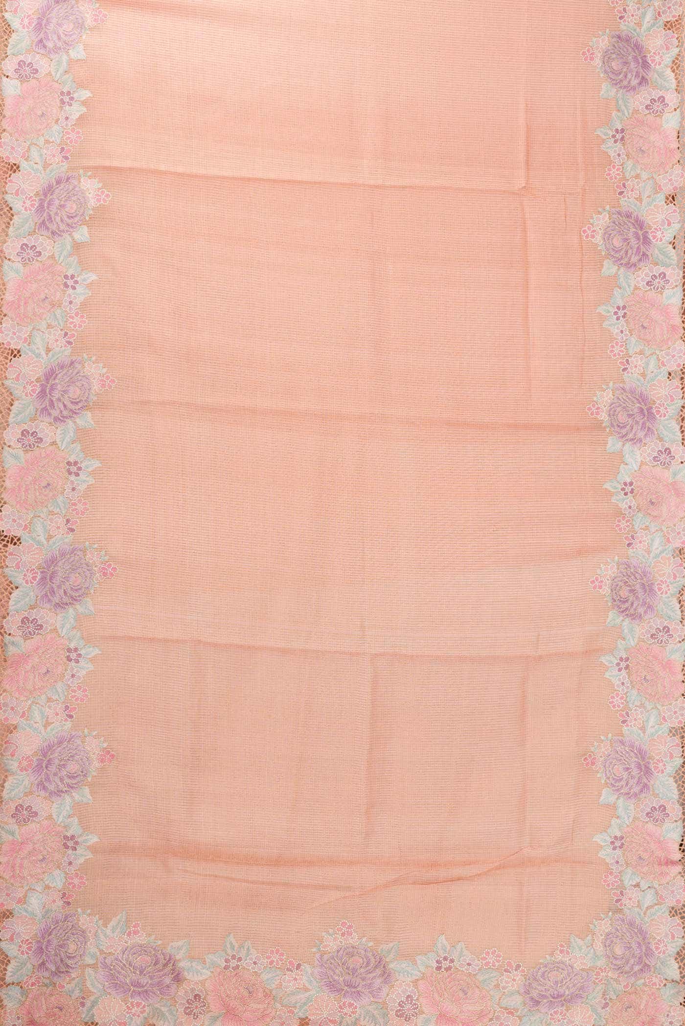 Peach Tussar Silk Saree