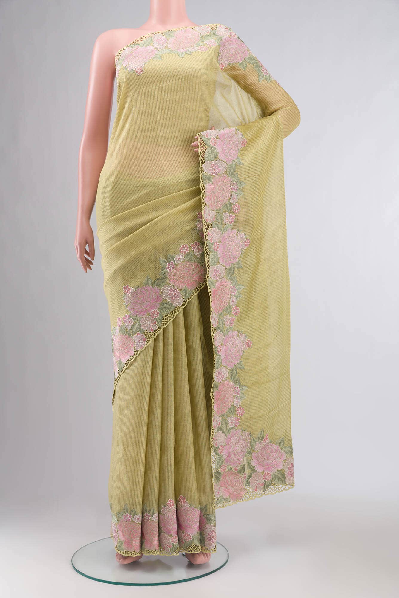 Yellow Bhagalpuri Tussar Silk Saree