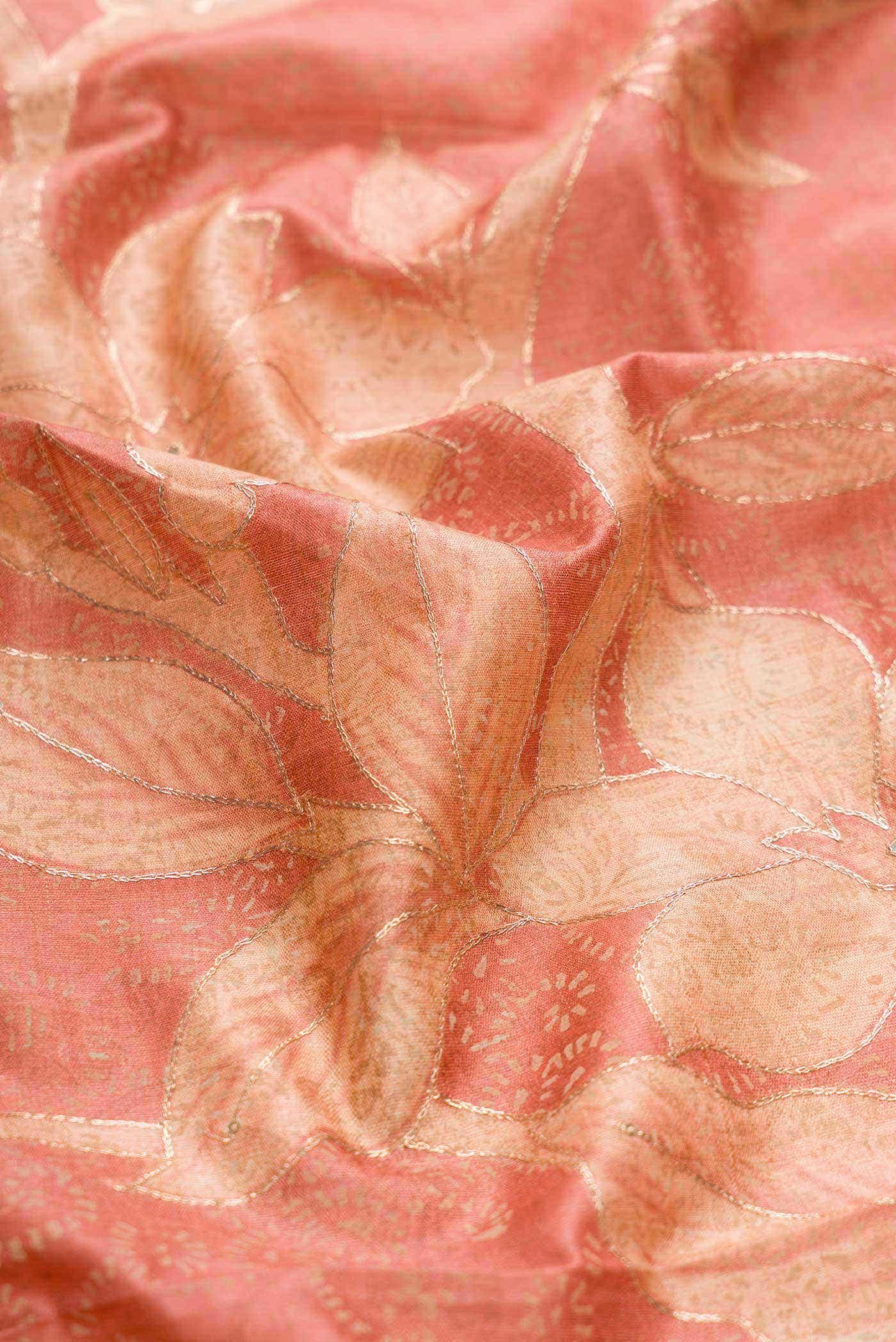 Golden Peach Dual Tone Tussar Silk Saree