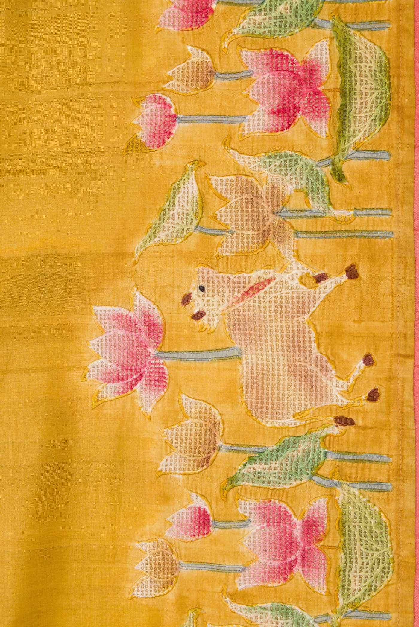 Mustard Tussar Silk Saree