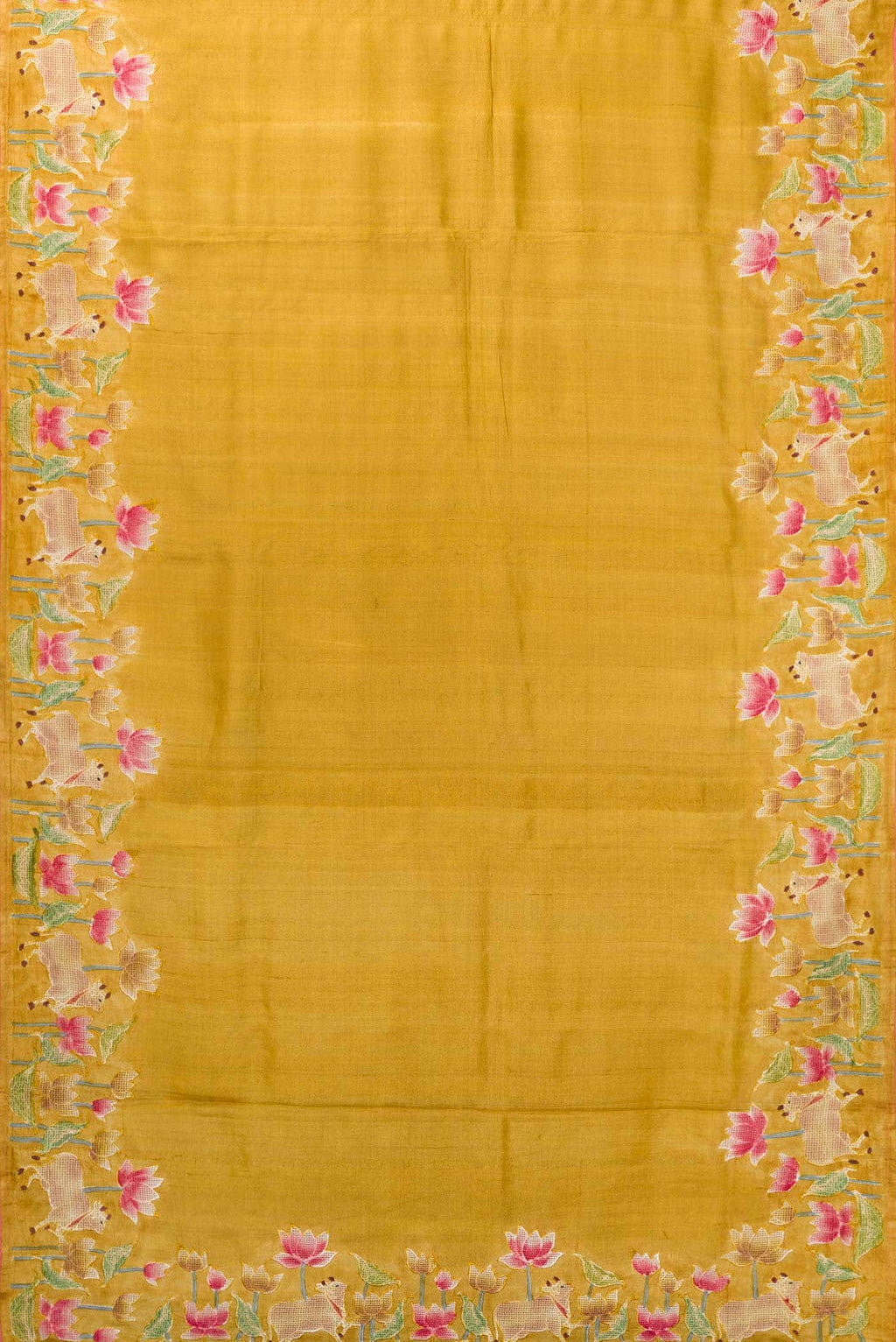 Mustard Tussar Silk Saree