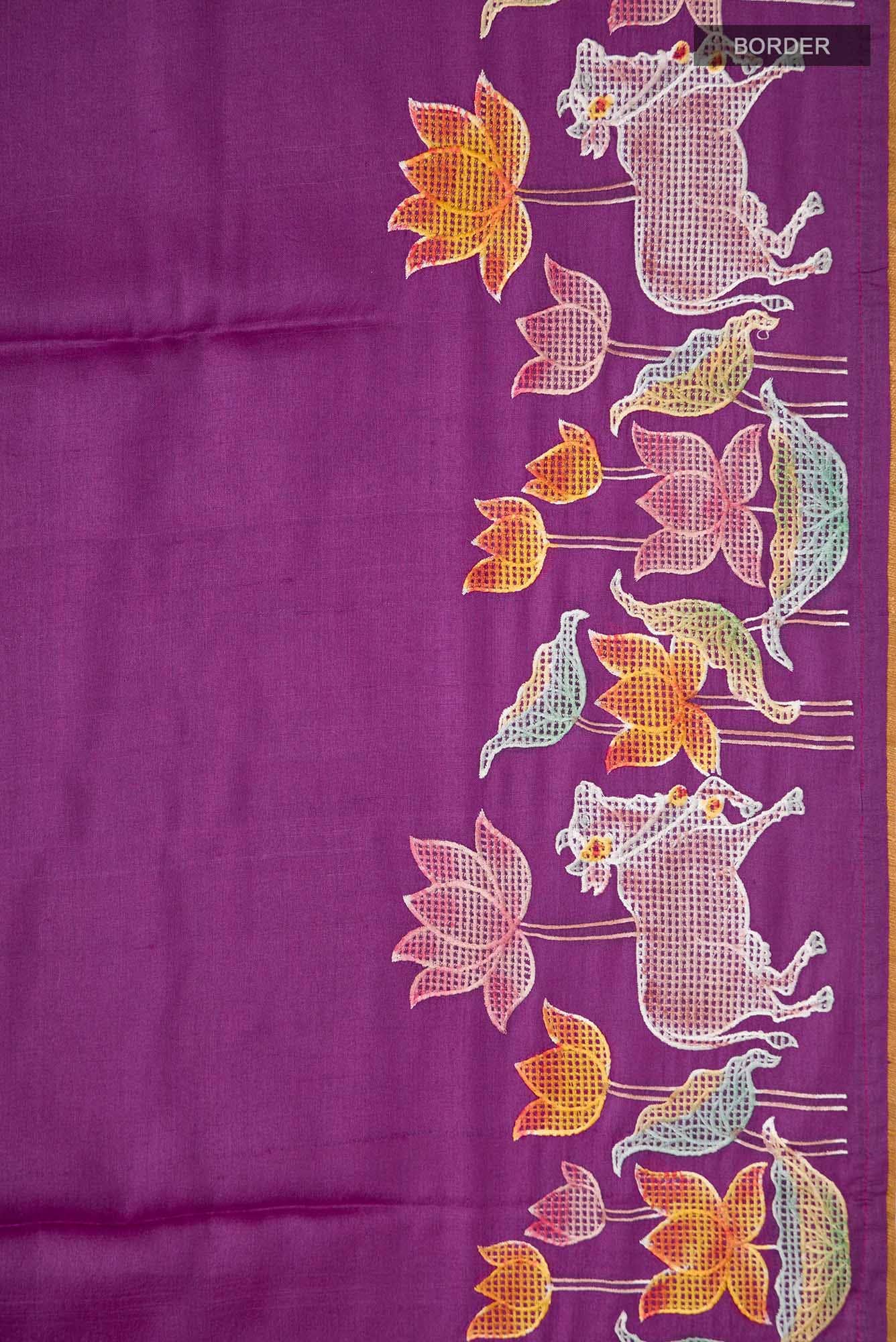 Pink Tussar Silk Saree