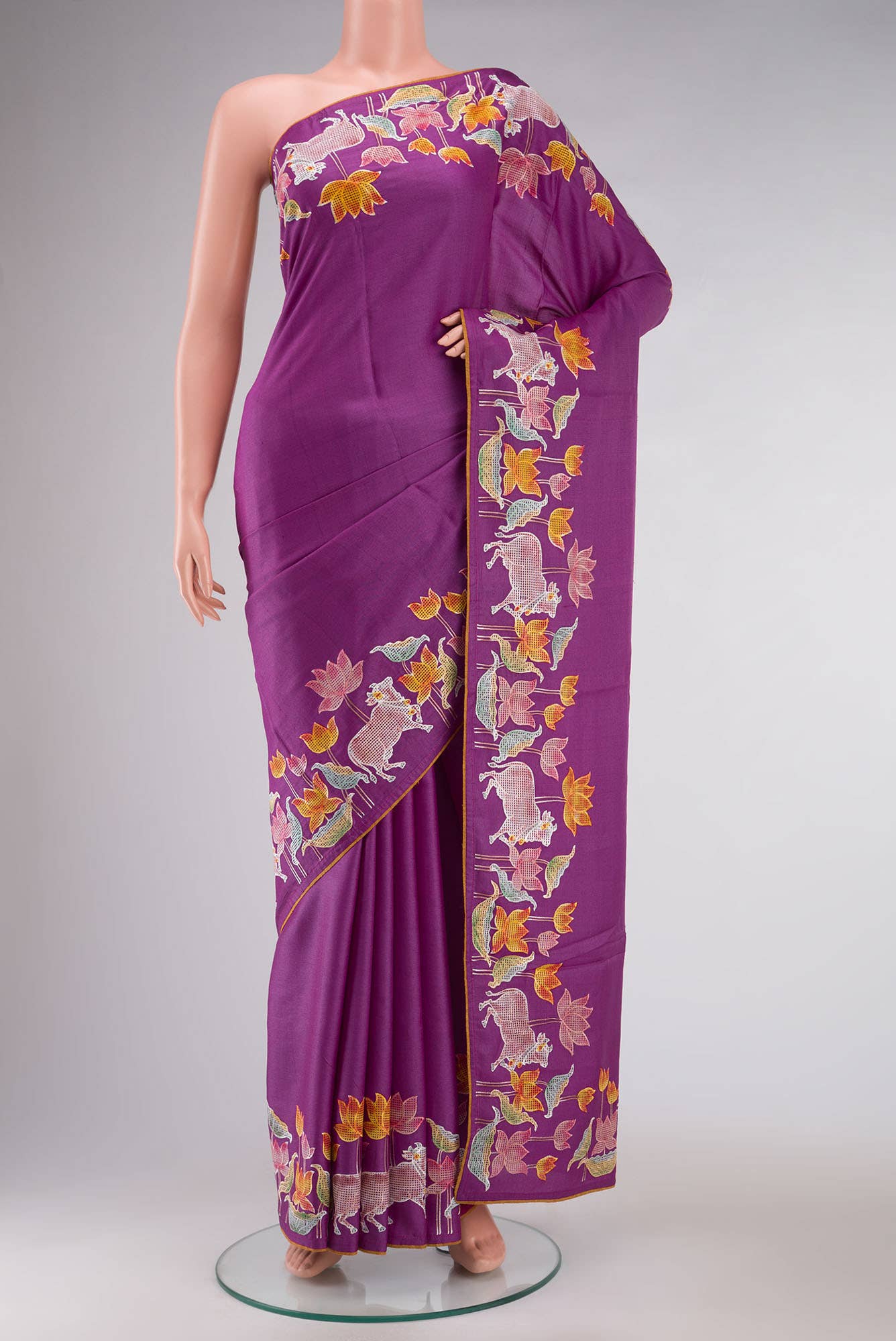 Pink Tussar Silk Saree