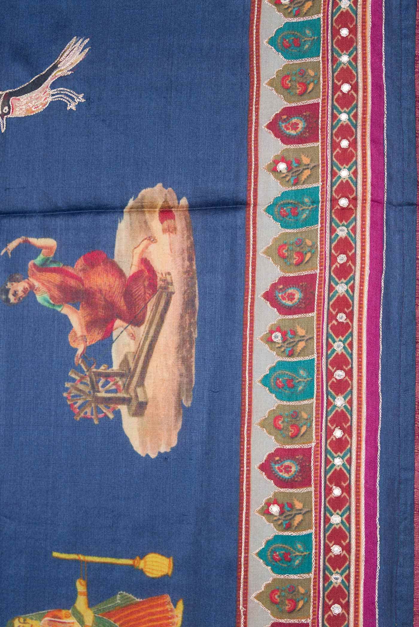 Blue Dual Tone Tussar Silk Saree