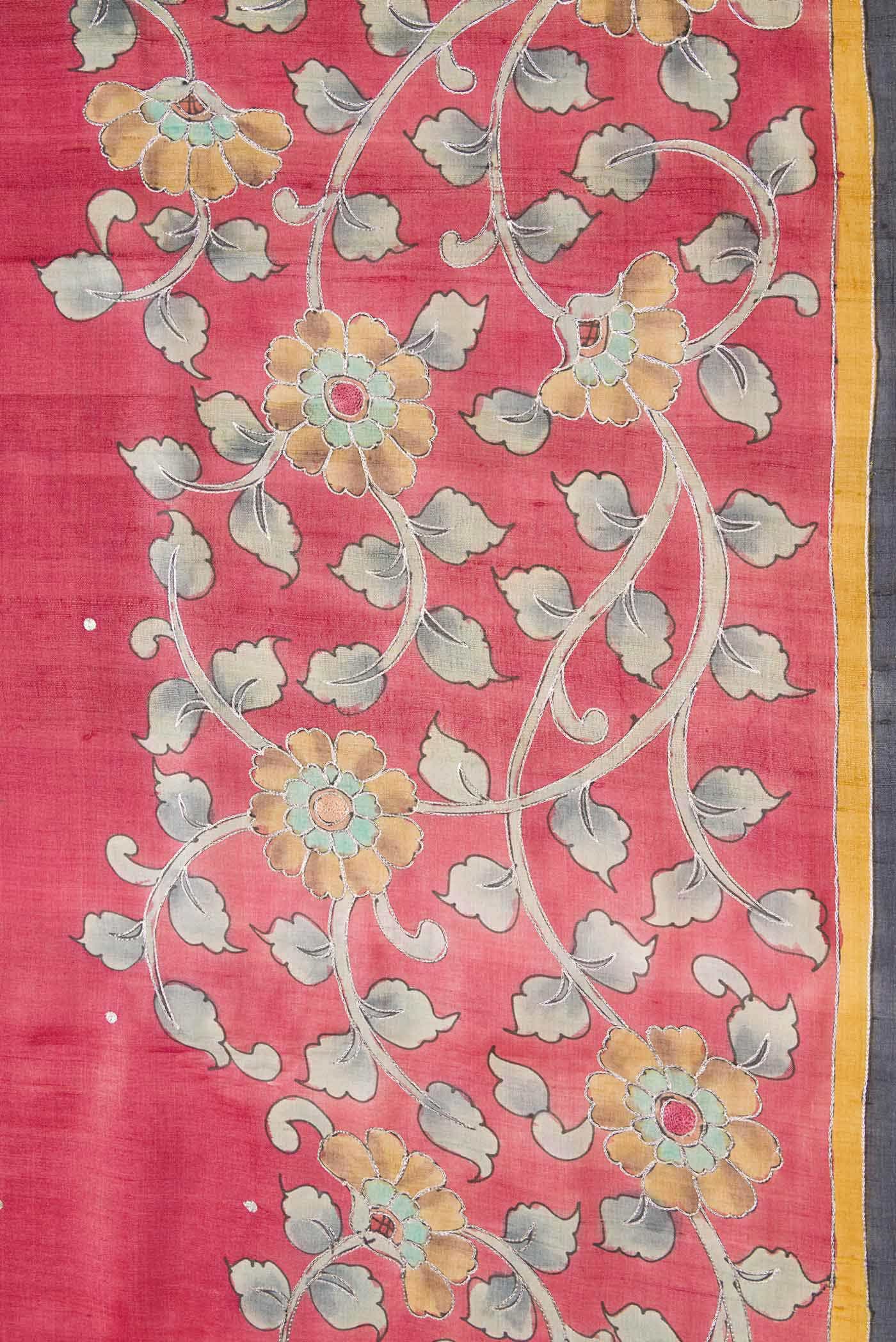 Pink Dual Tone Tussar Silk Saree