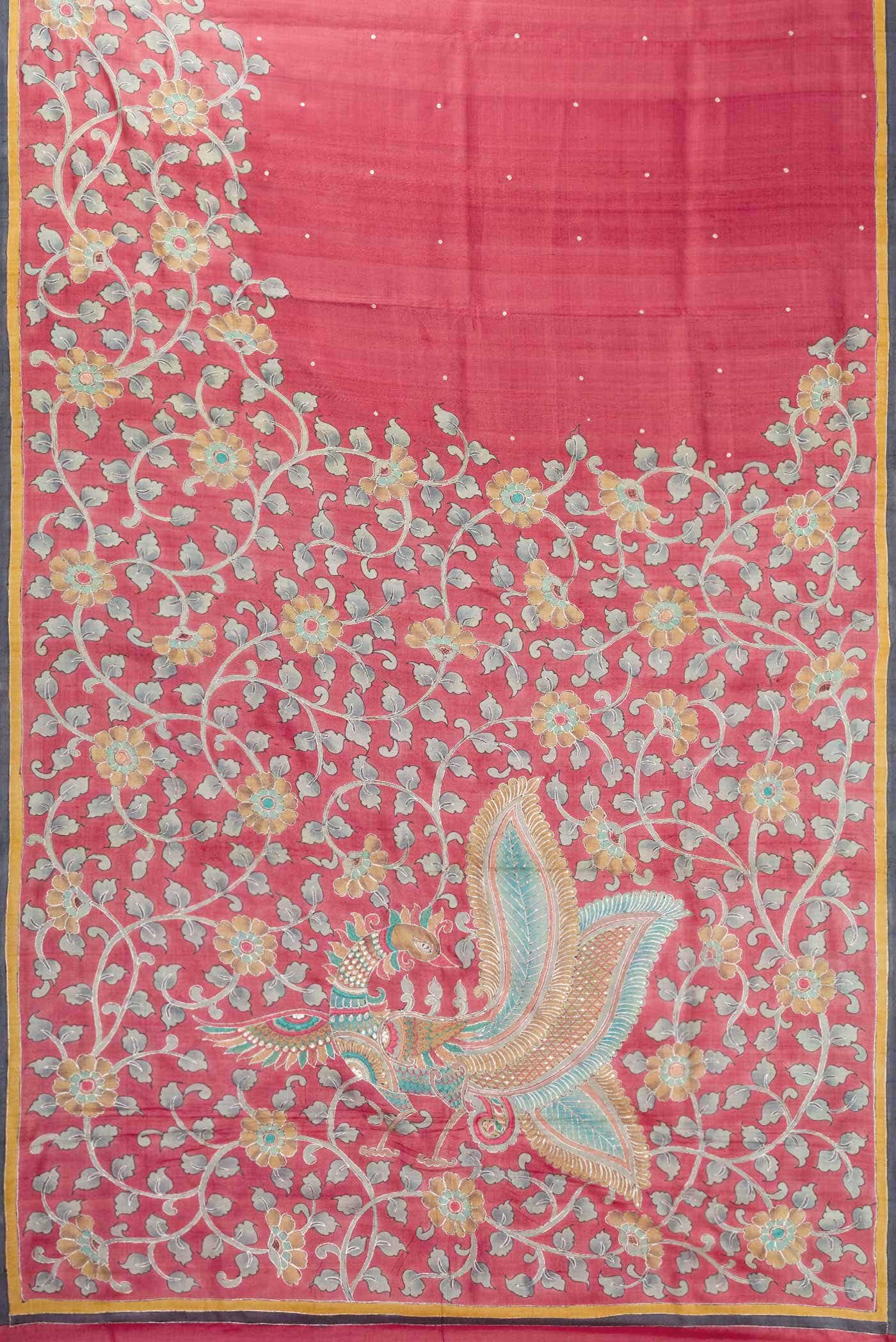 Pink Dual Tone Tussar Silk Saree