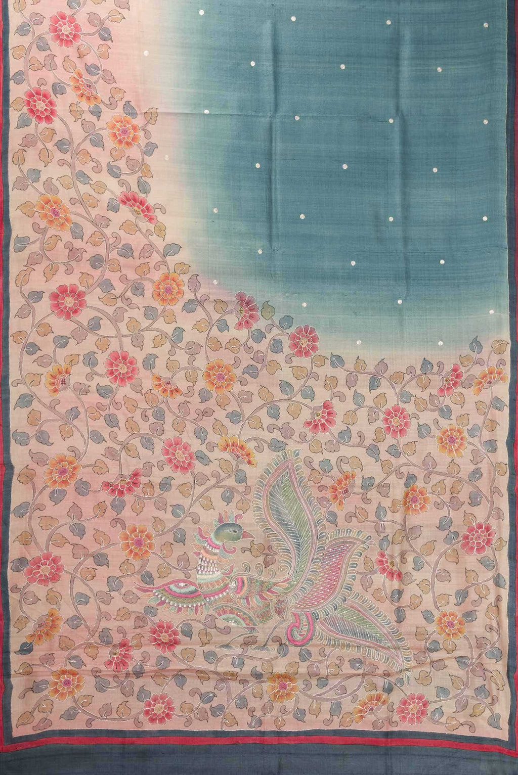 Grey Dual Tone Tussar Silk Saree