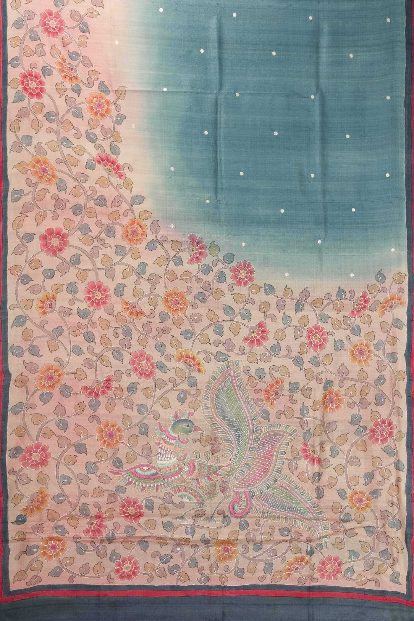 Grey Dual Tone Tussar Silk Saree