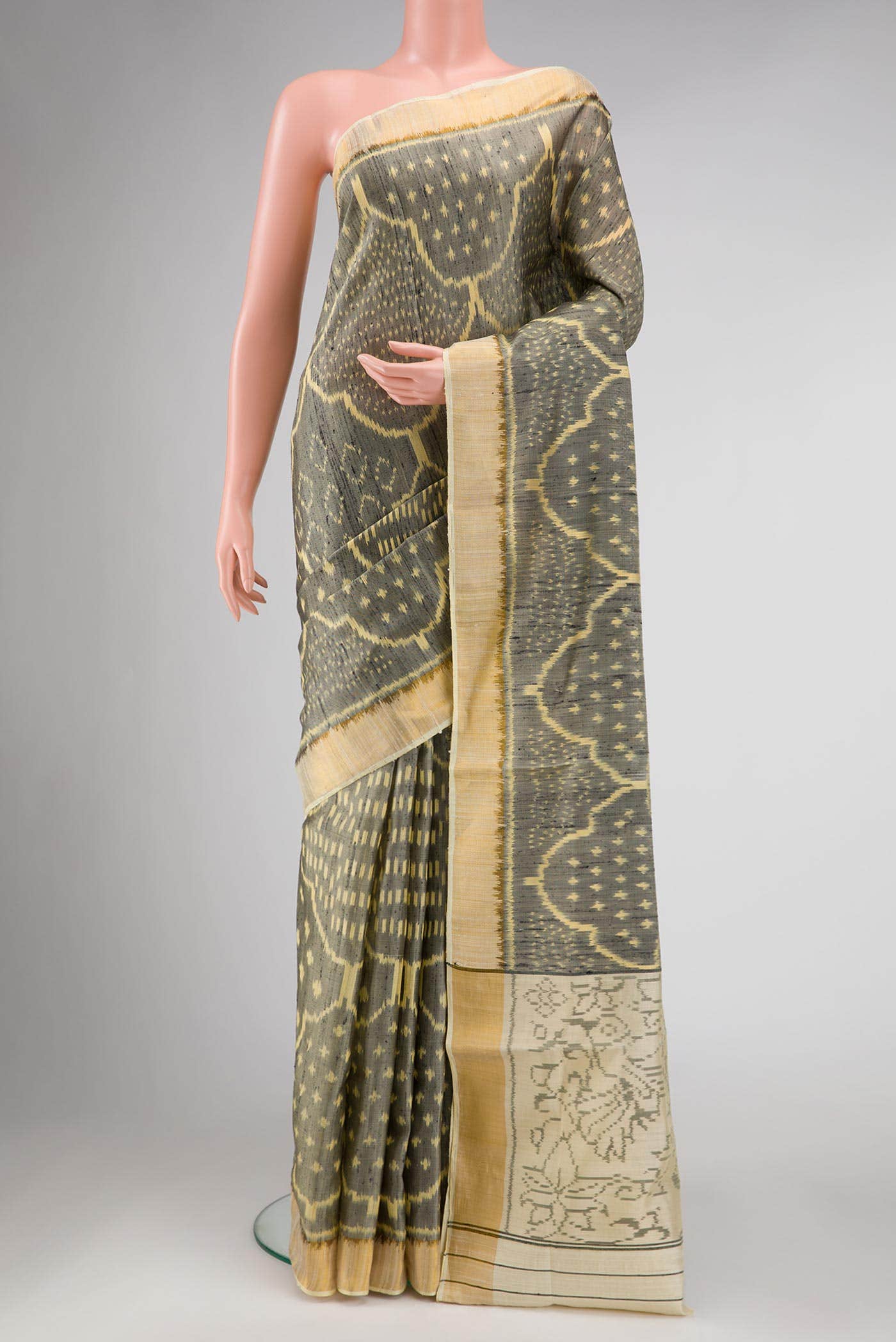 Grey Double Ikat Saree