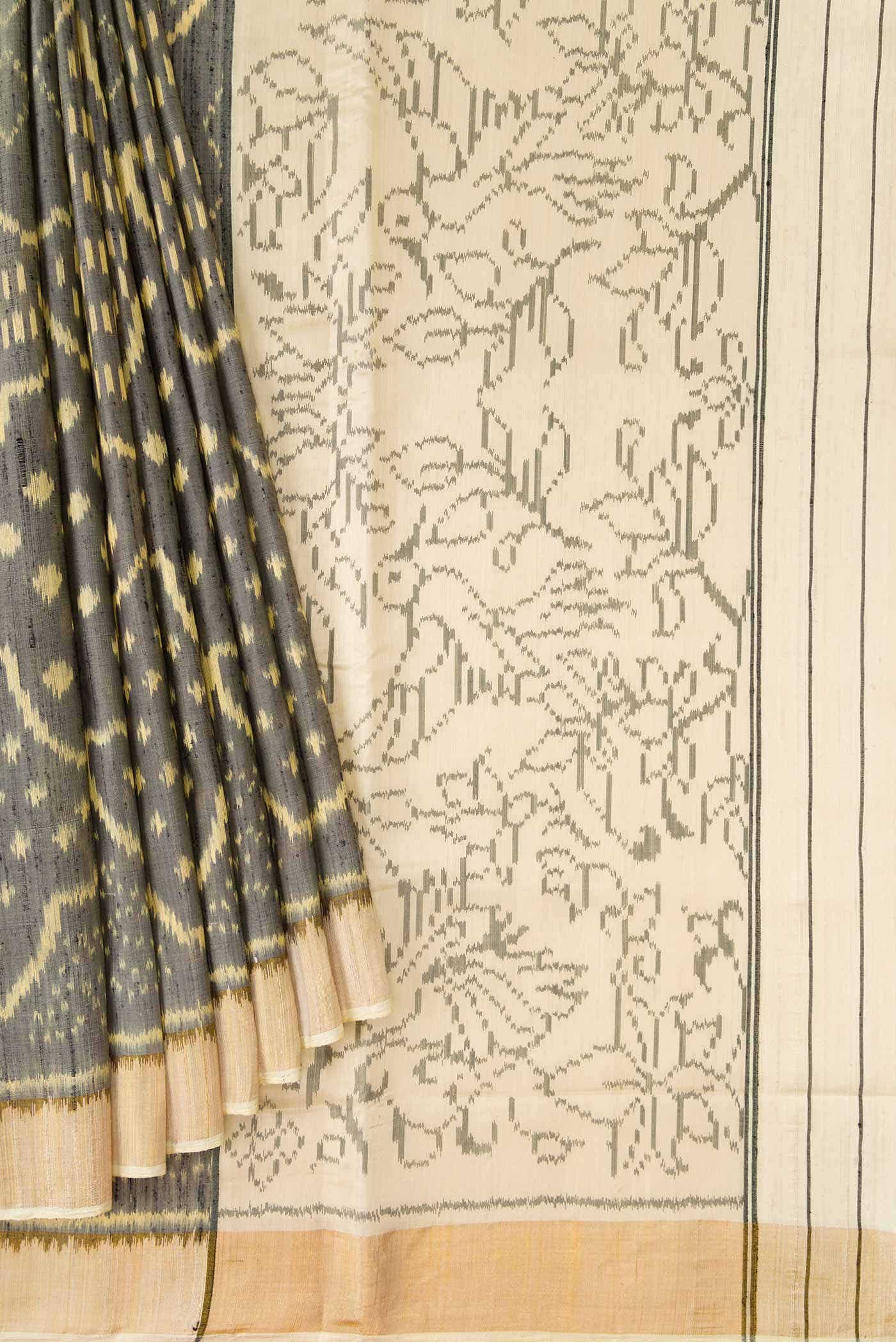 Grey Double Ikat Saree