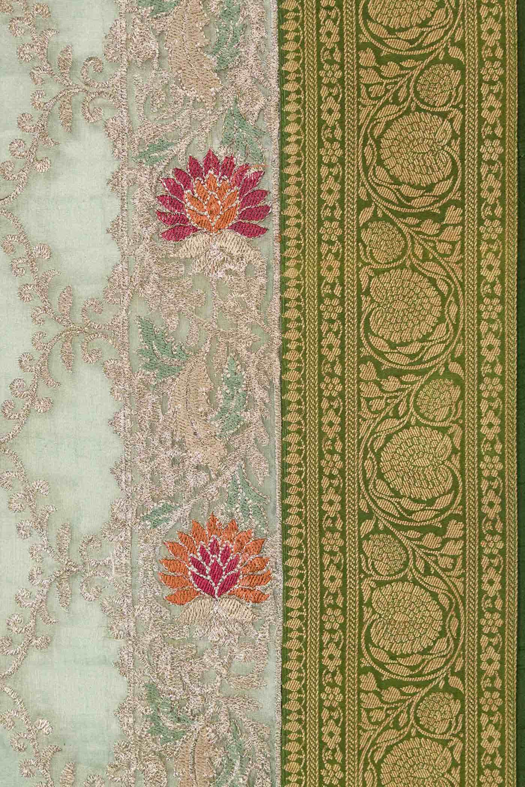 Green Dual Tone Tissue Silk Saree