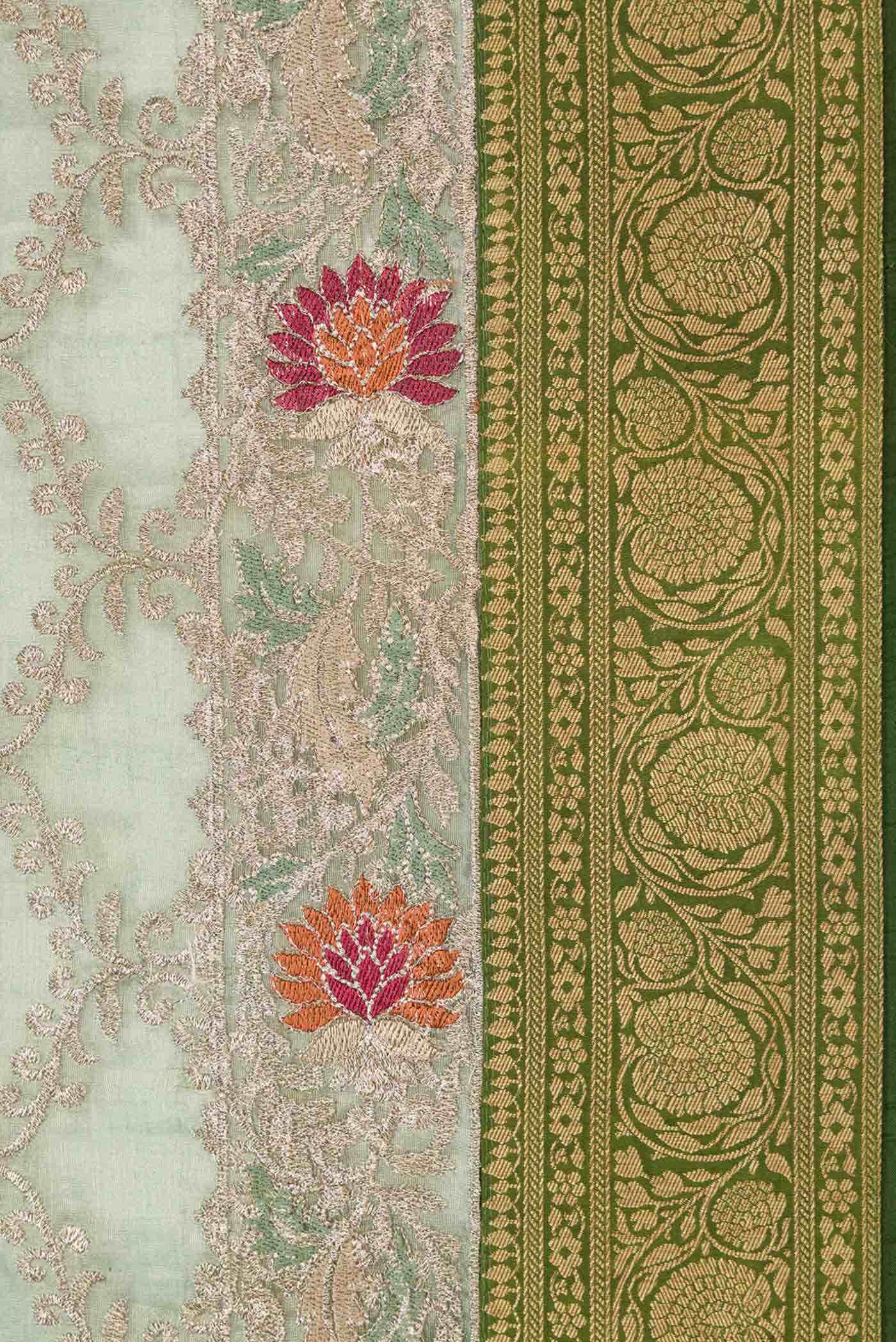 Green Dual Tone Tissue Silk Saree