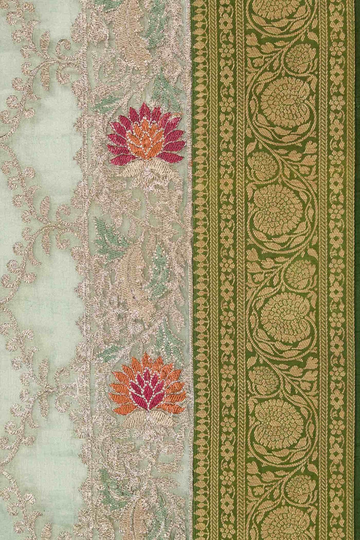 Green Dual Tone Tissue Silk Saree