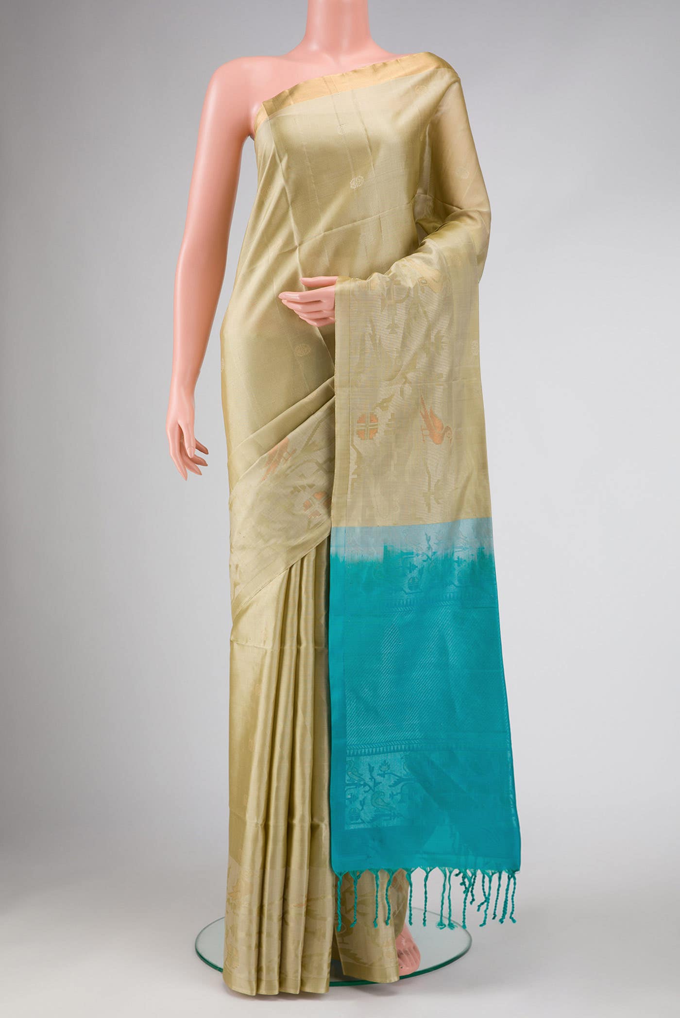 Dark Beige Dual Tone Soft Silk Saree