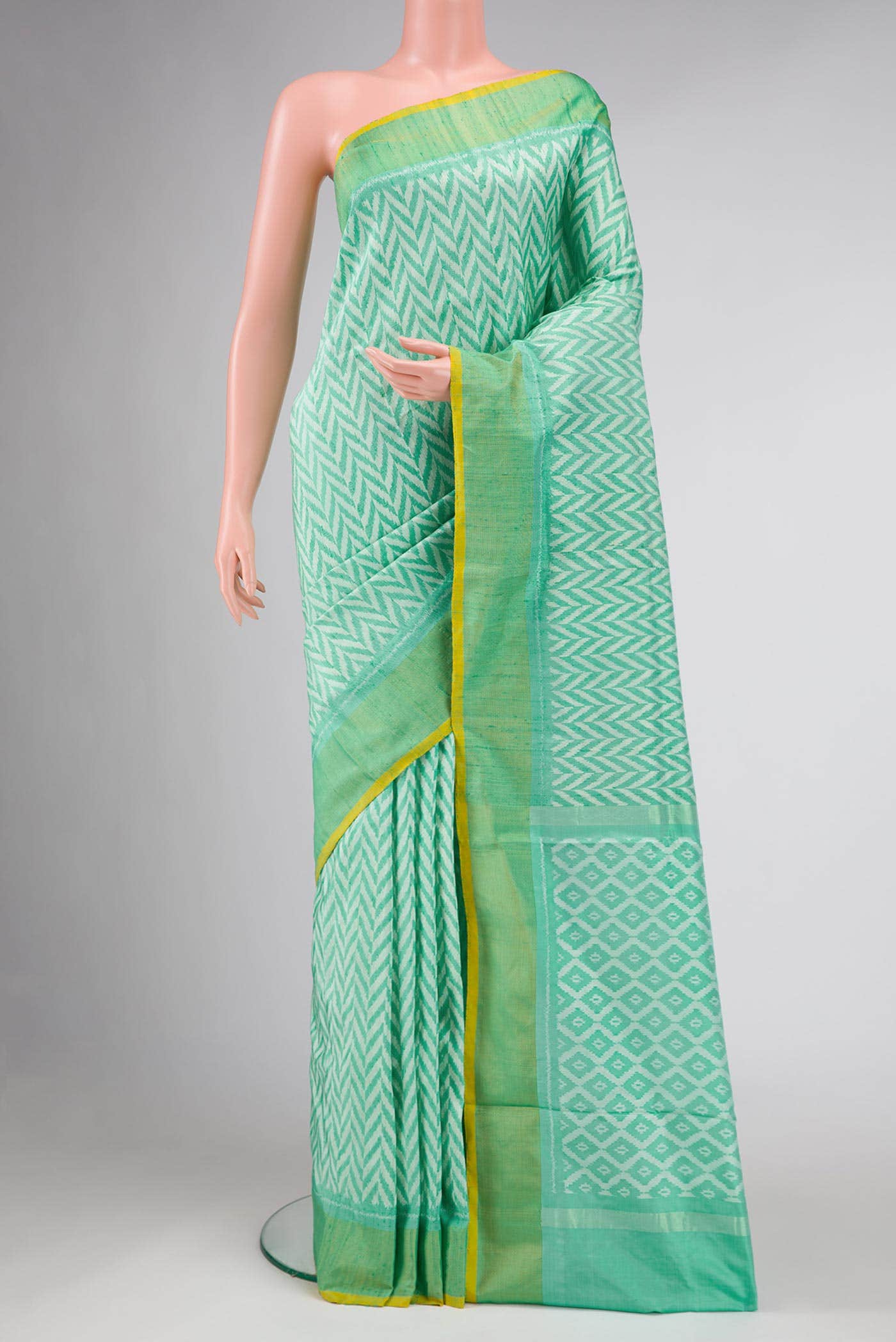 Sea Green Double Ikat Saree