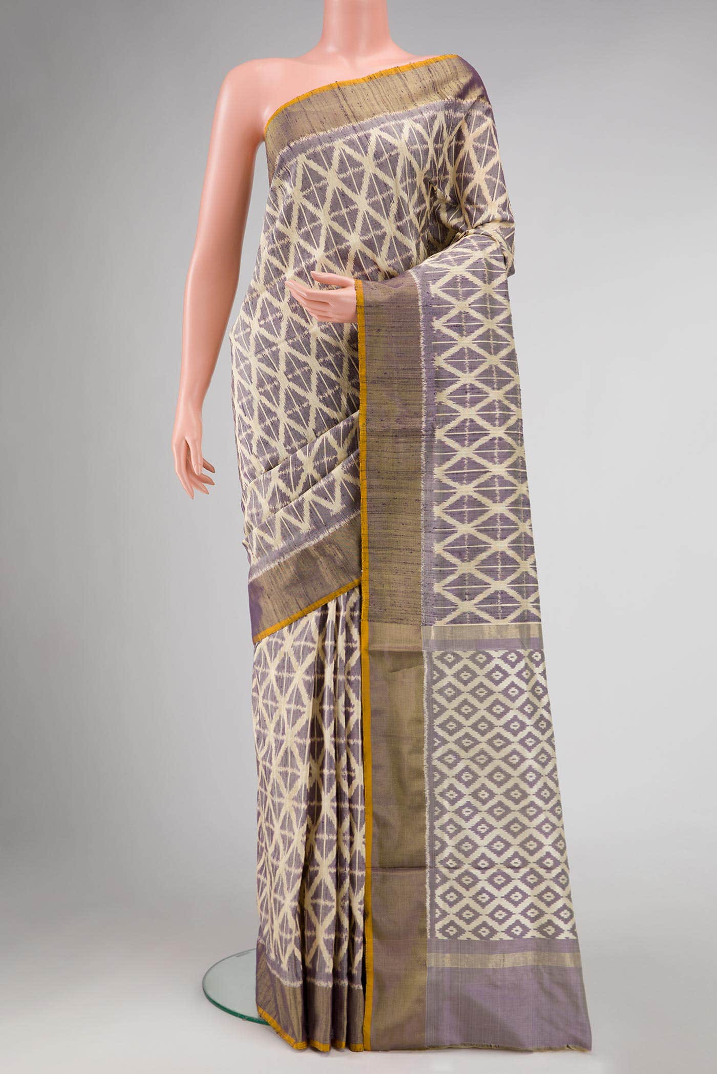 Sandal Double Ikat Saree