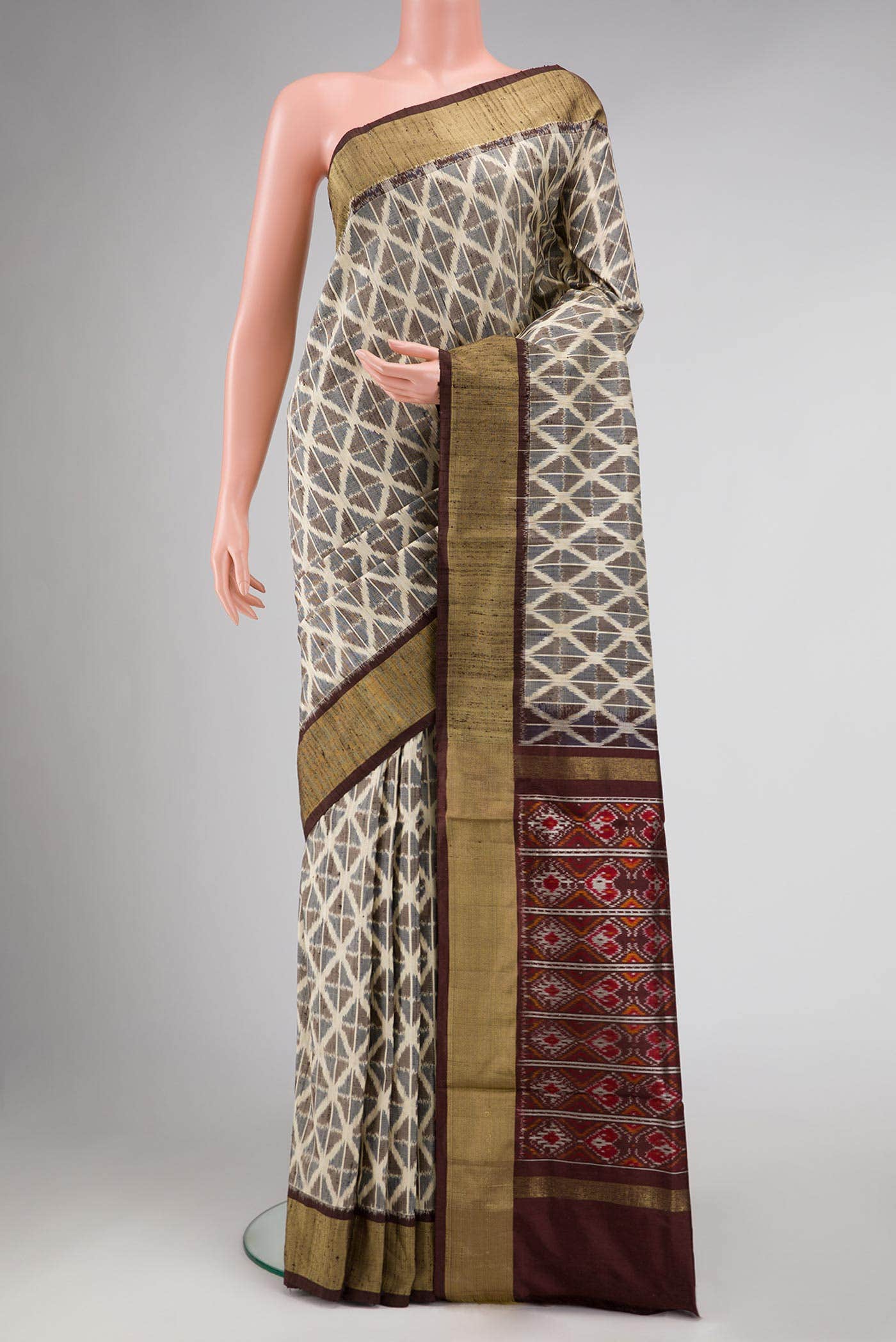 Sandal Double Ikat Saree