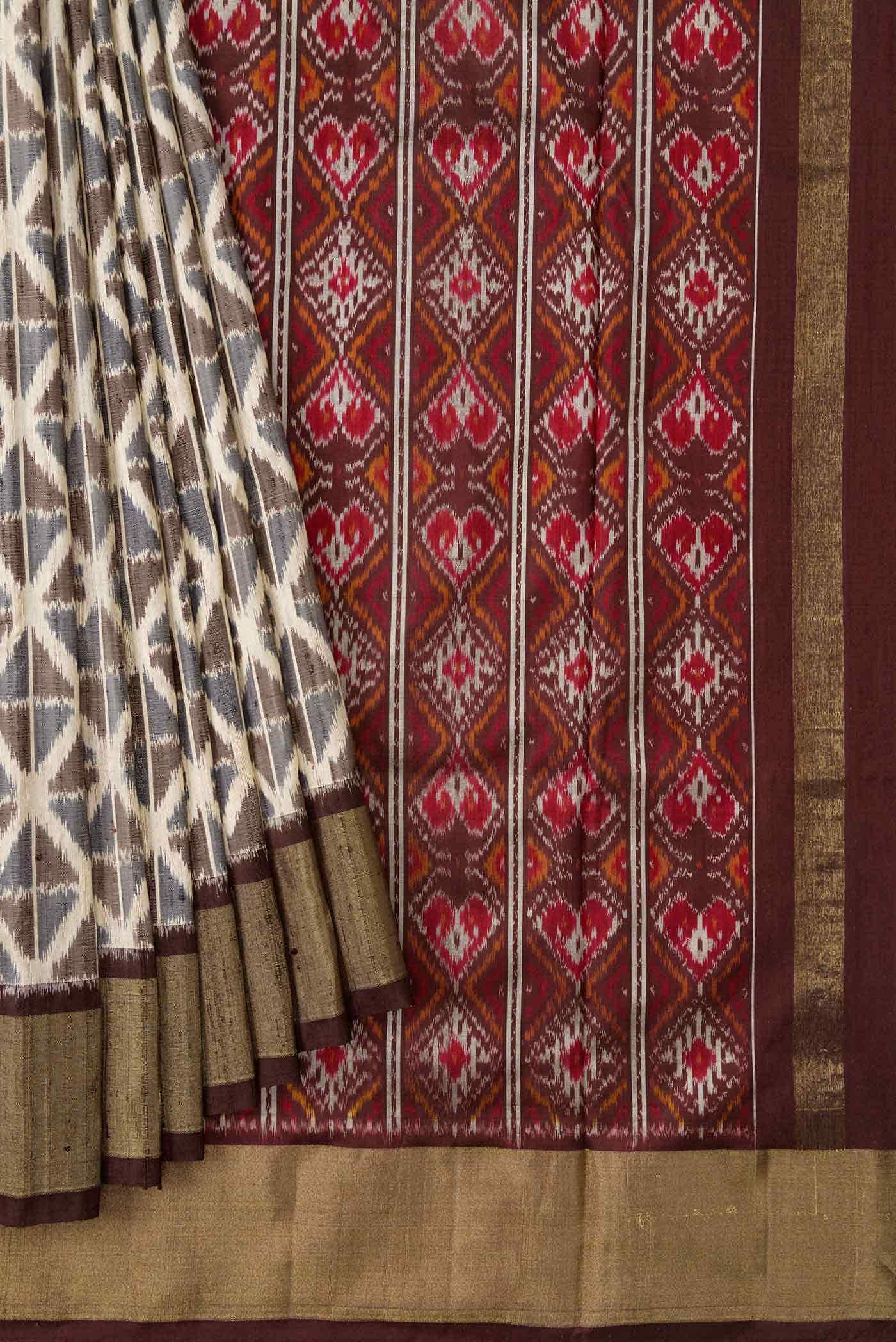 Sandal Double Ikat Saree
