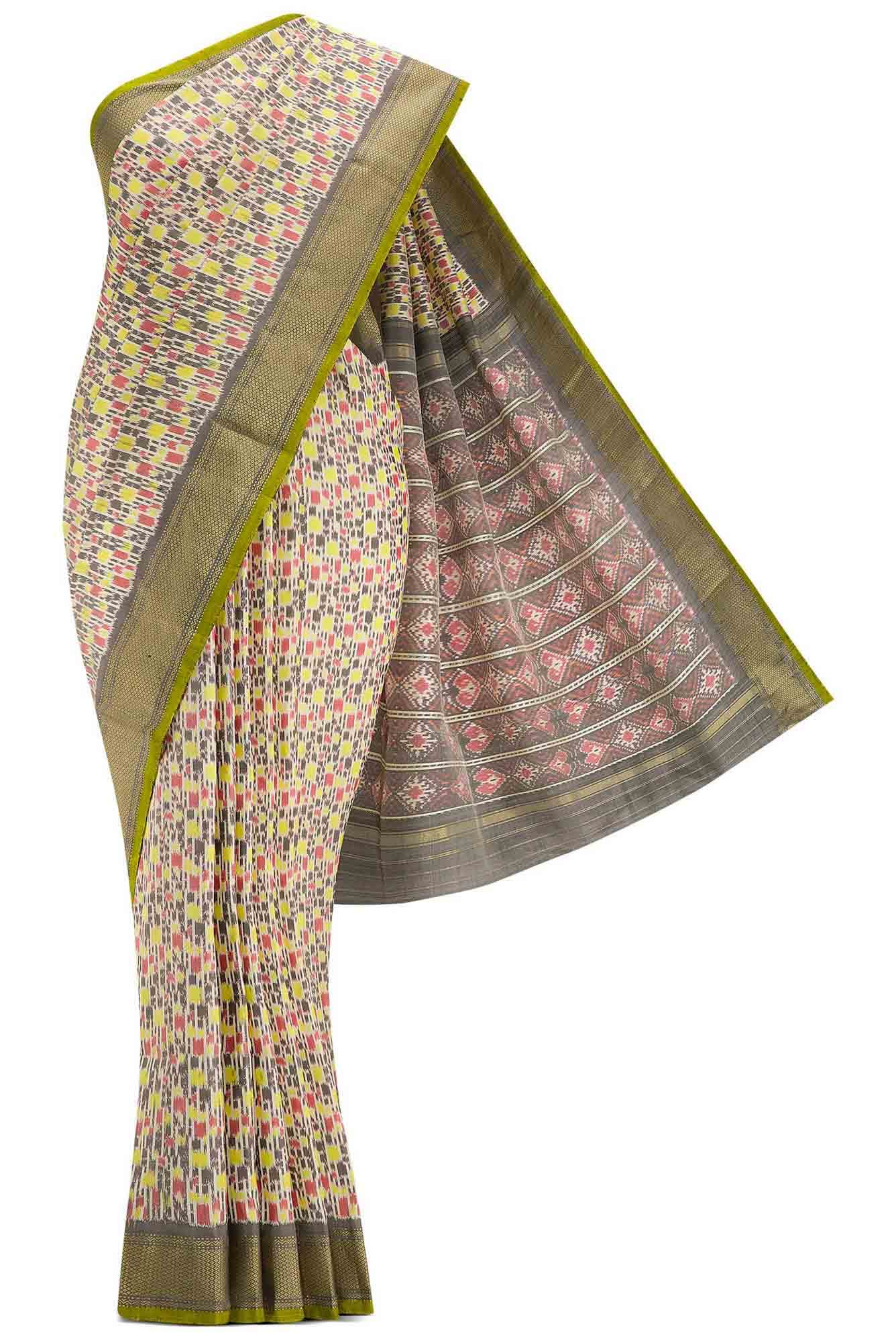 Sandal Dual Tone Double Ikat Saree