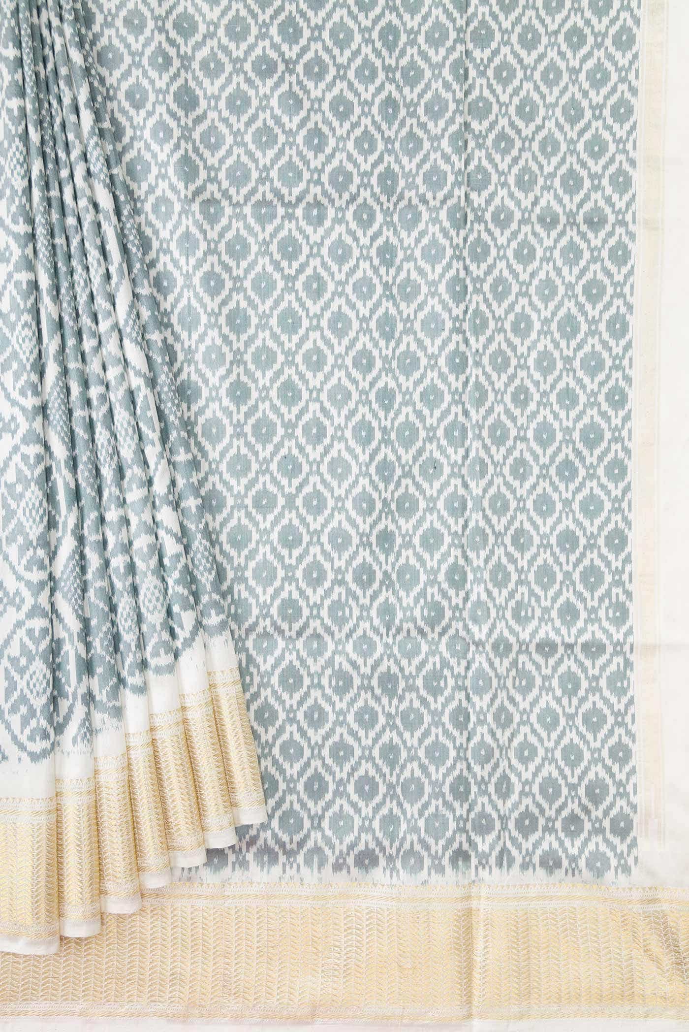 Off White Double Ikat Saree