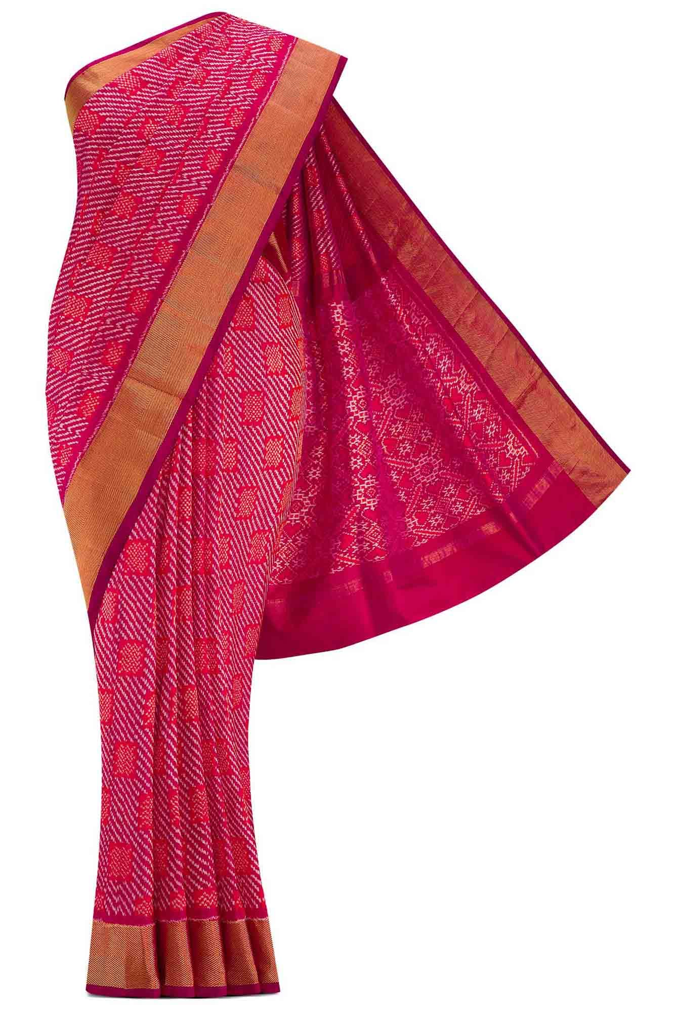 Pink Dual Tone Double Ikat Saree