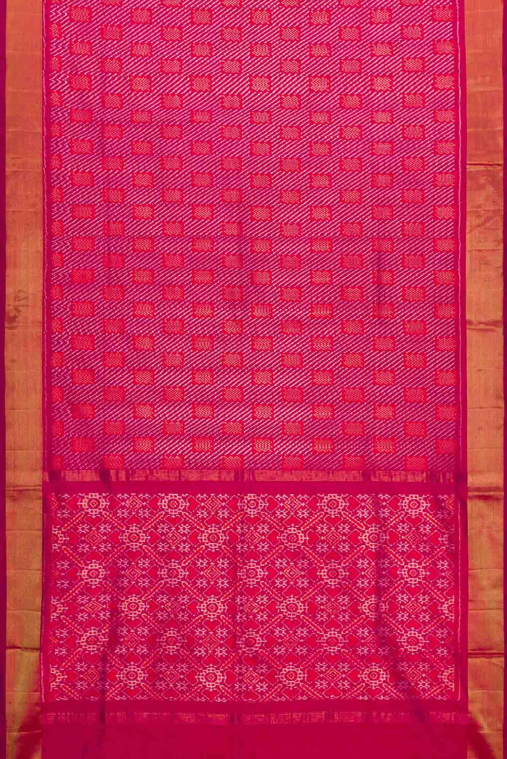 Pink Dual Tone Double Ikat Saree