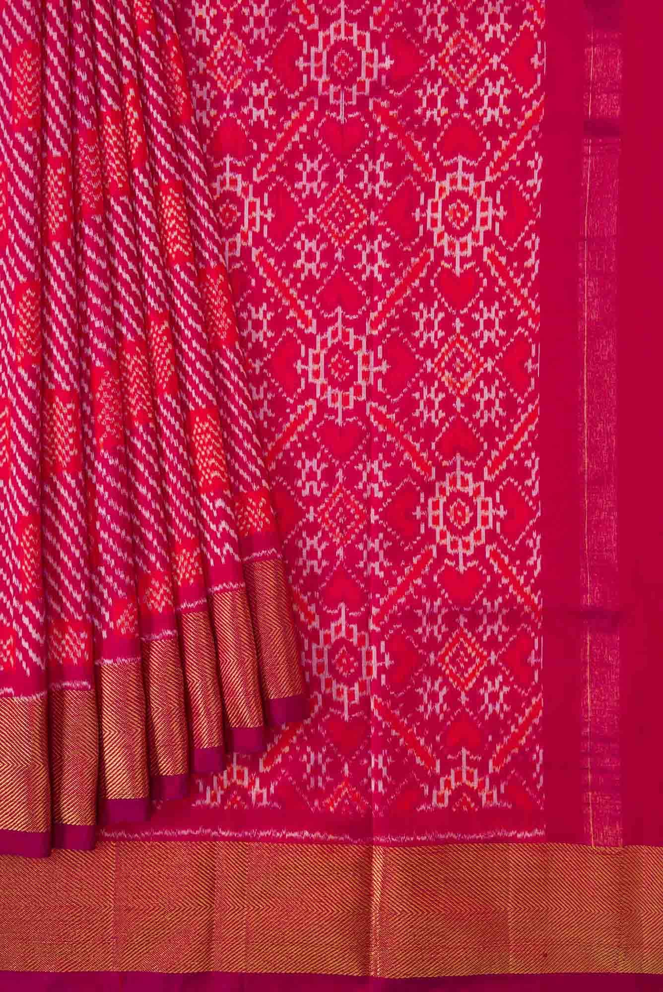 Pink Dual Tone Double Ikat Saree