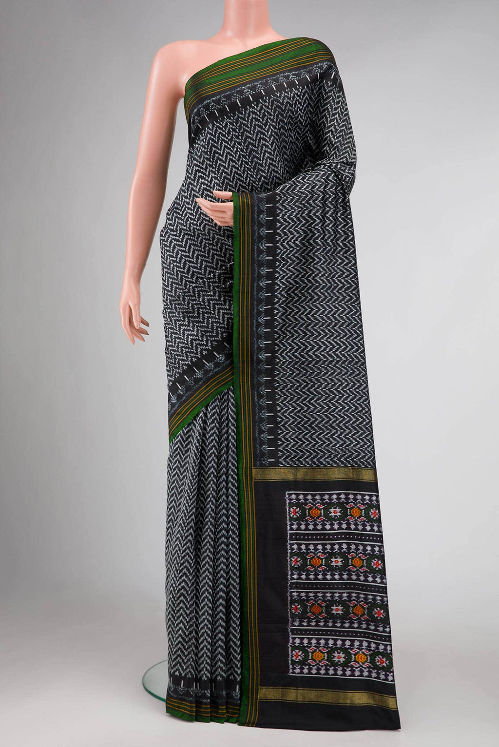 Black Double Ikat Saree