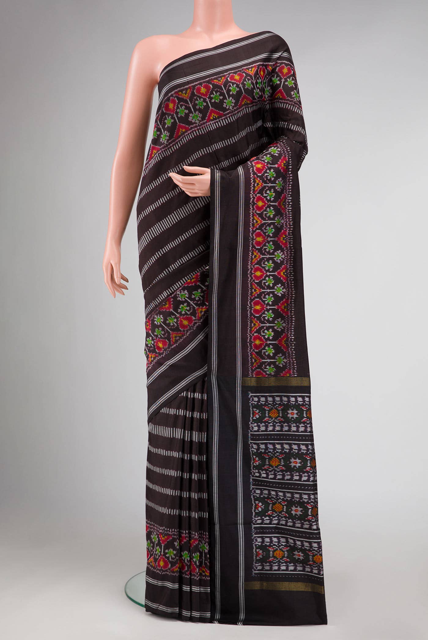 Coffee Brown Double Ikat Saree