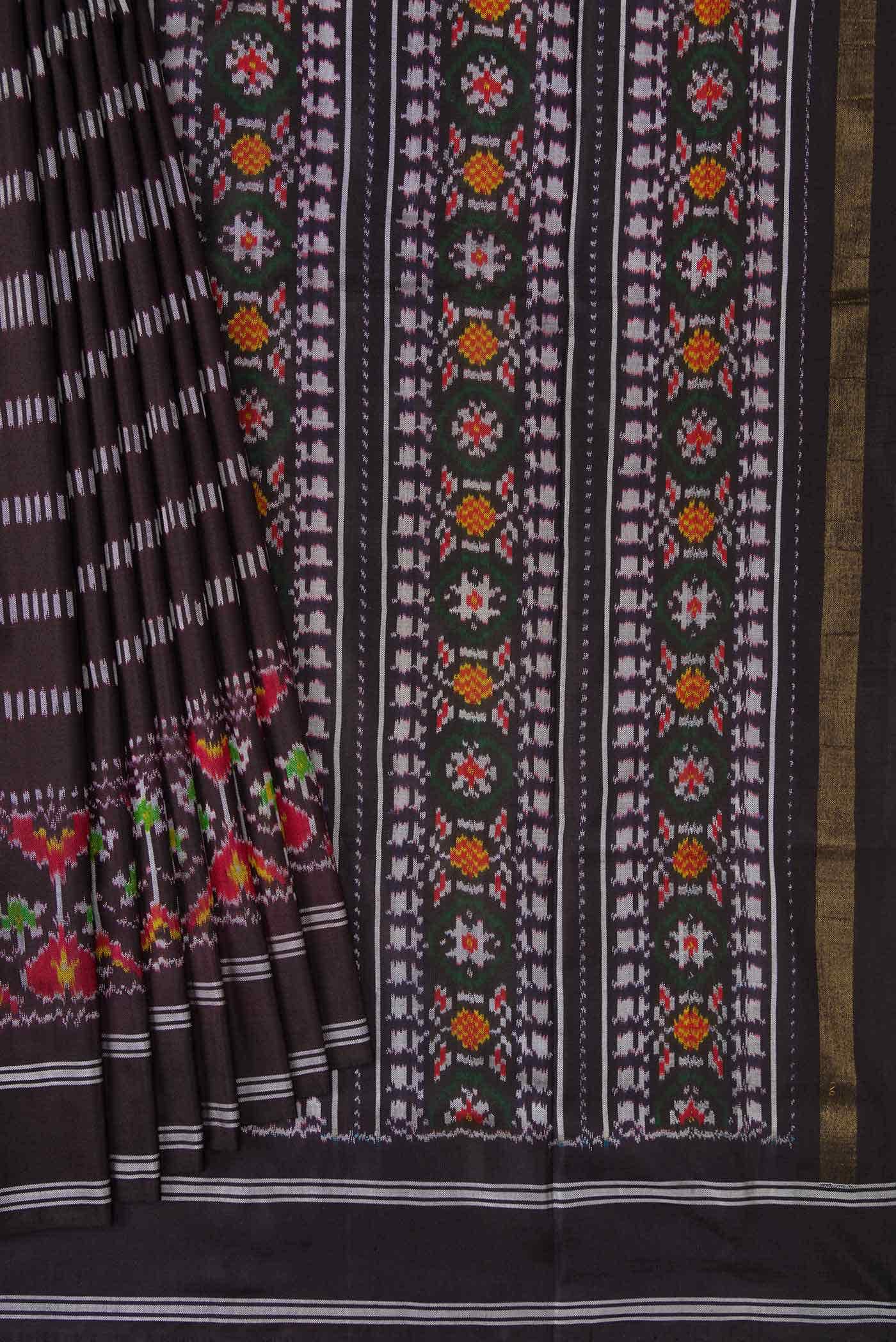 Coffee Brown Double Ikat Saree