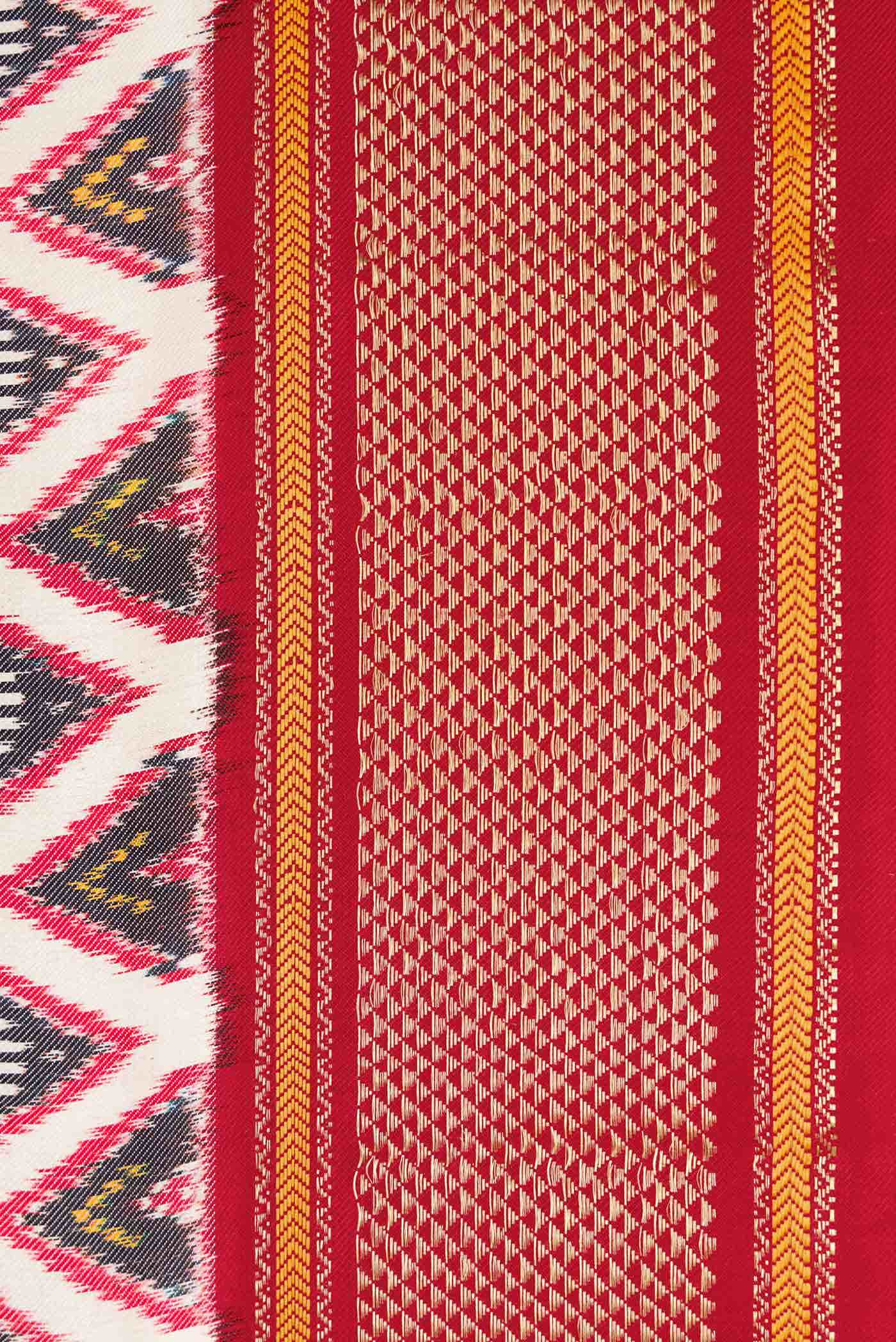 Off White Double Ikat Saree